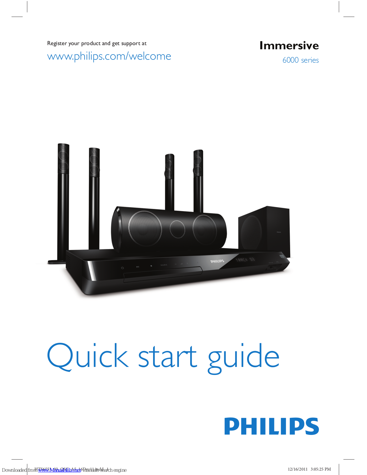 Philips Immersive 6000 series Quick Start Manual