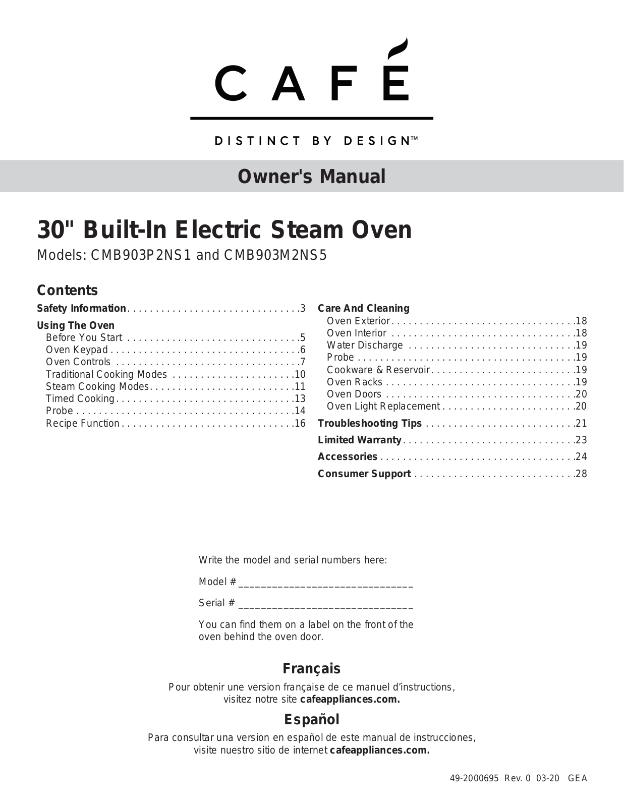 GE CMB903P2NS1 Use & Care Guide