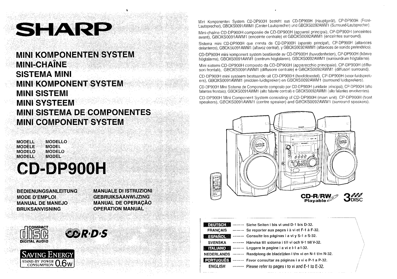 Sharp CD-DP900H User Manual