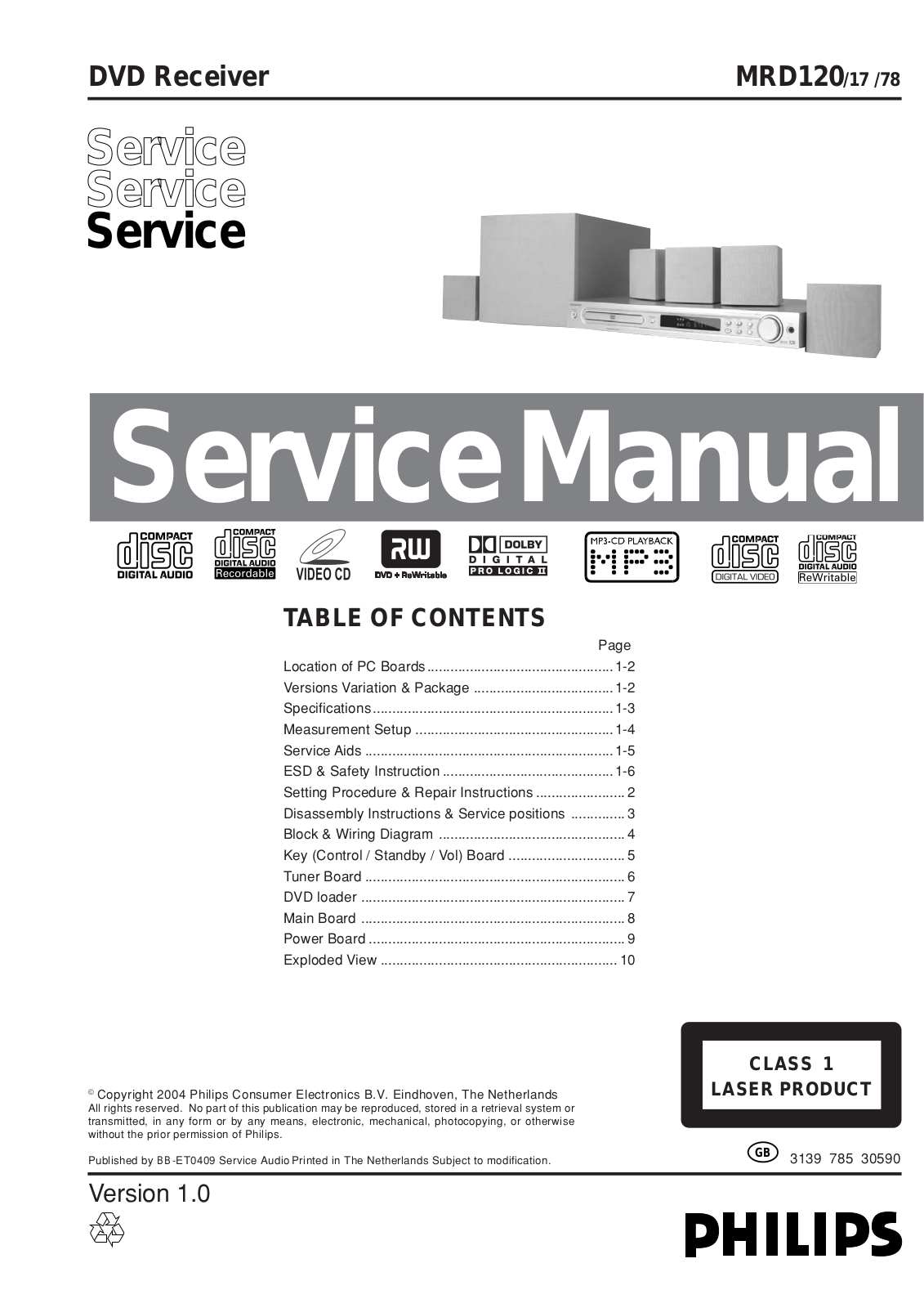 Philips MDR120 78, MRD120 17 Service Manual