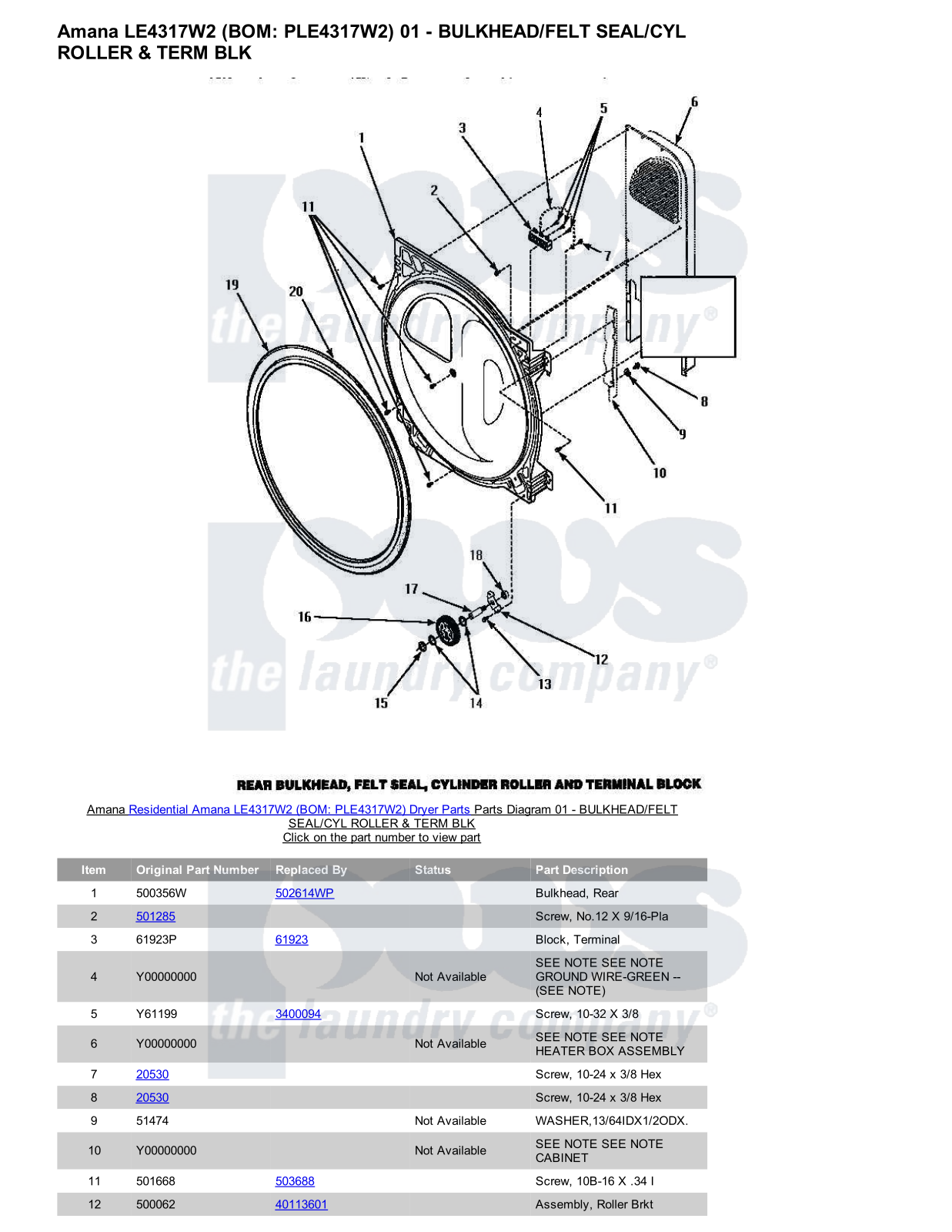 Amana LE4317W2 Parts Diagram