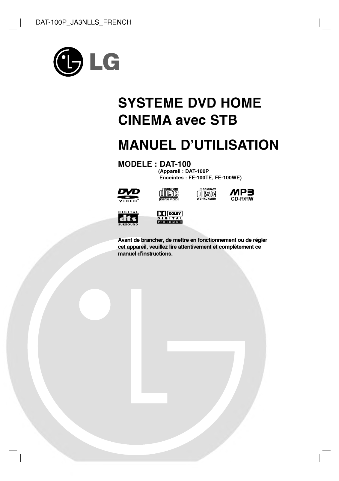 LG DAT-100P User Manual