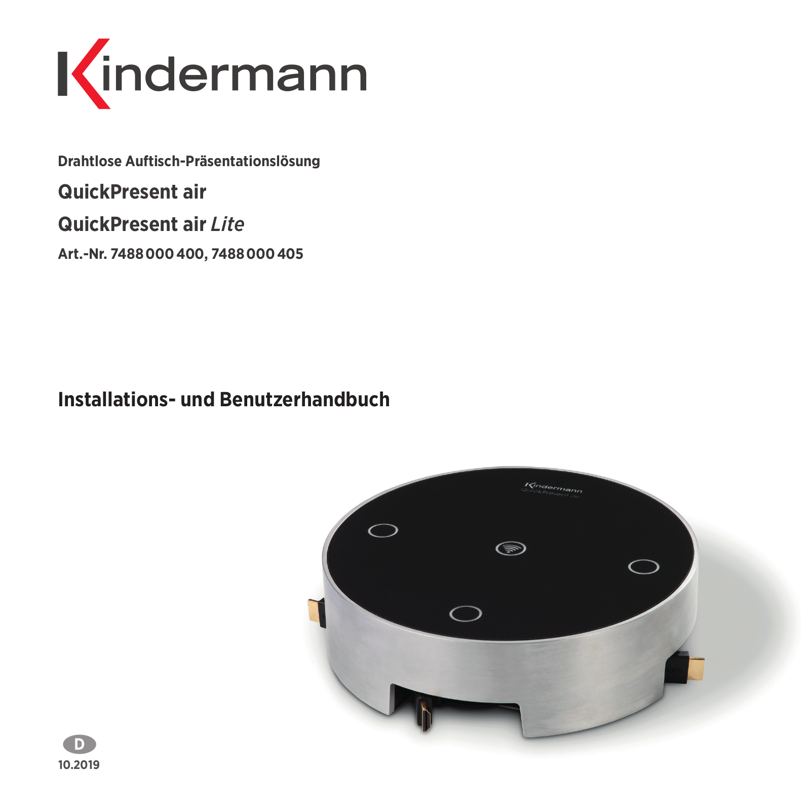 Kindermann QuickPresent air, QuickPresent air Lite operation manual