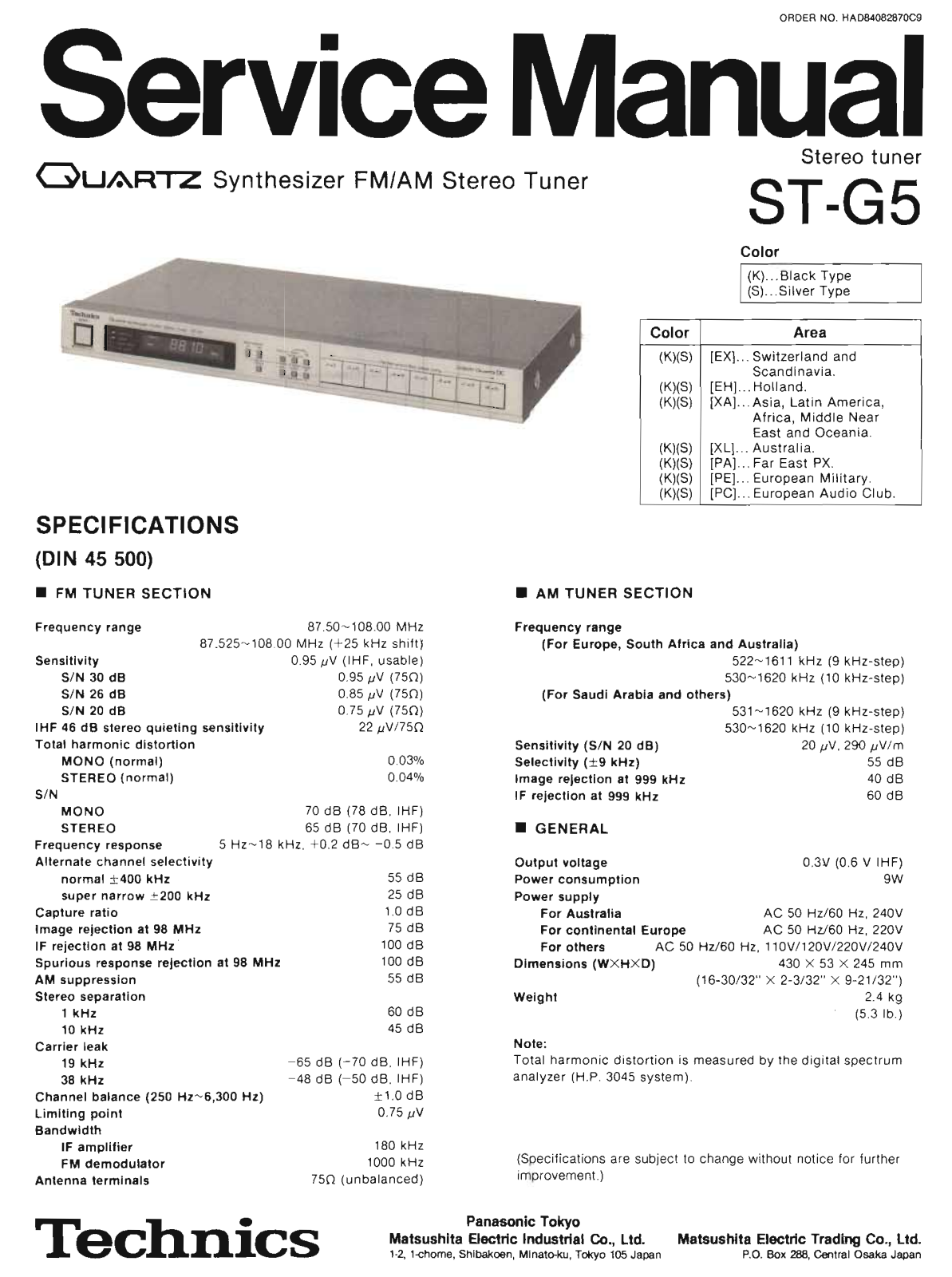 Technics ST-G-5 Service Manual