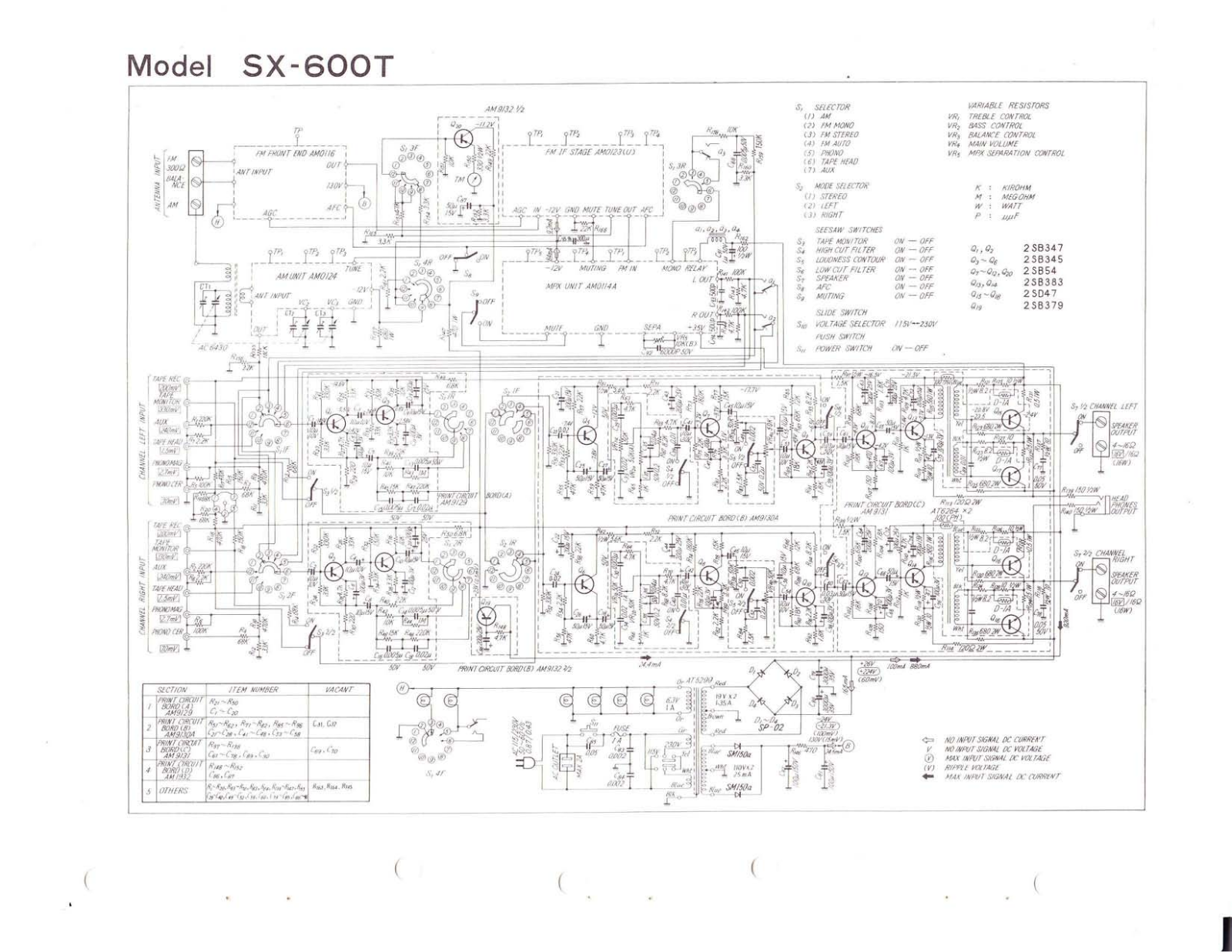 Pioneer SX-600T Schematic