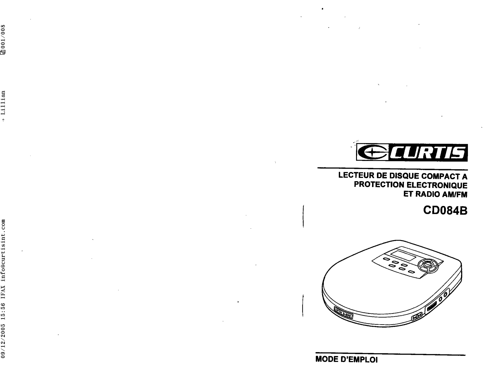 CURTIS CD084B User Manual