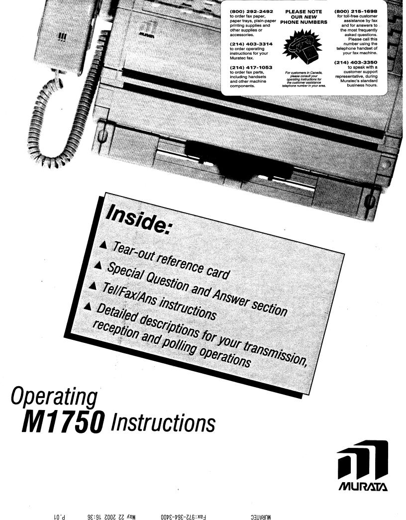Muratec M-1750 Operating Manual