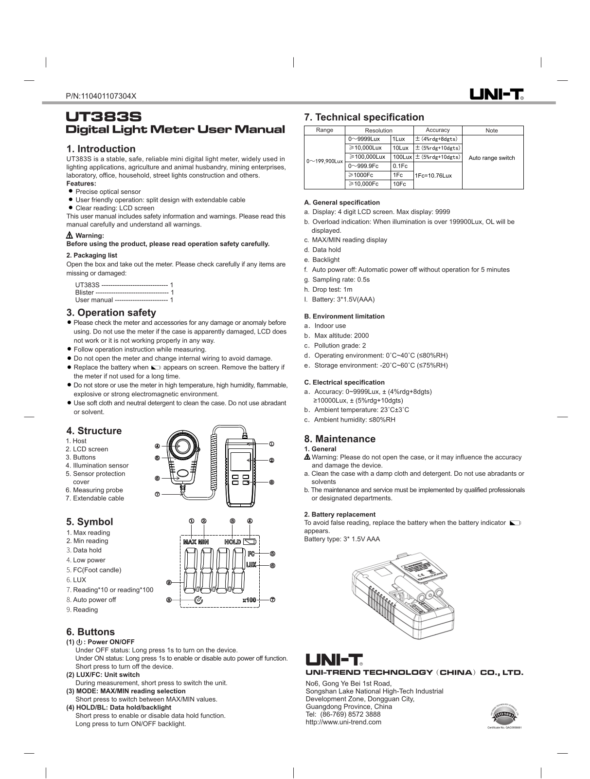 Uni-t UT383S User Manual