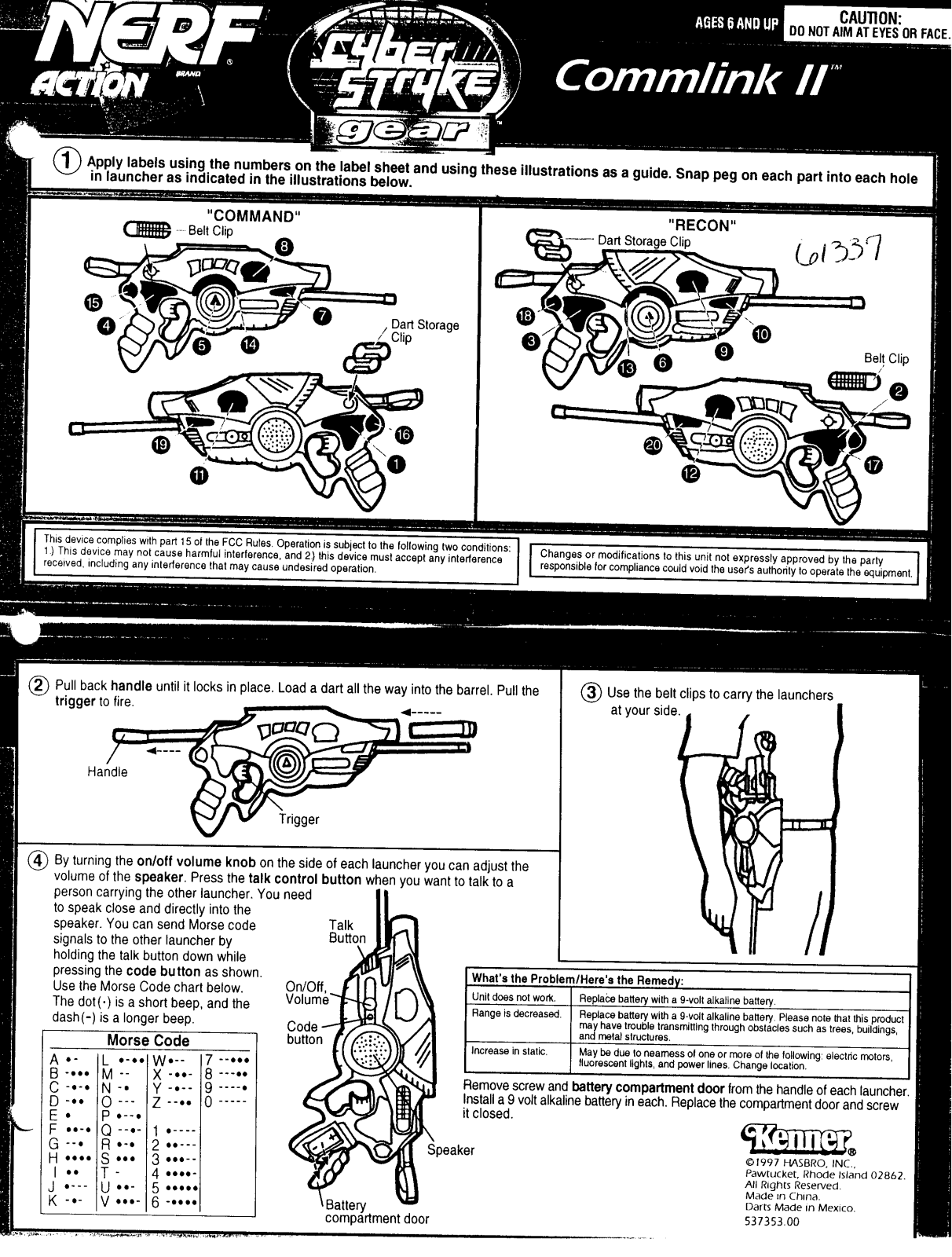 HASBRO Nerf Cyber Stryke commlink II User Manual