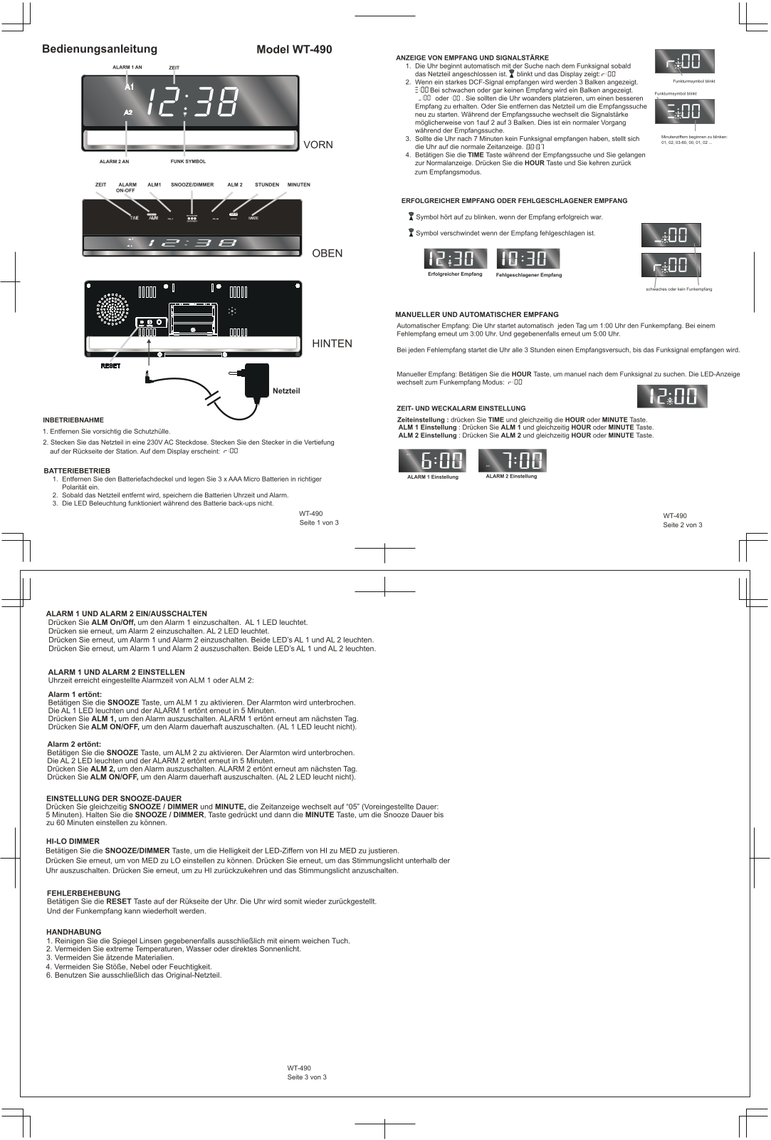 Techno Line WT 490 Instruction Manual