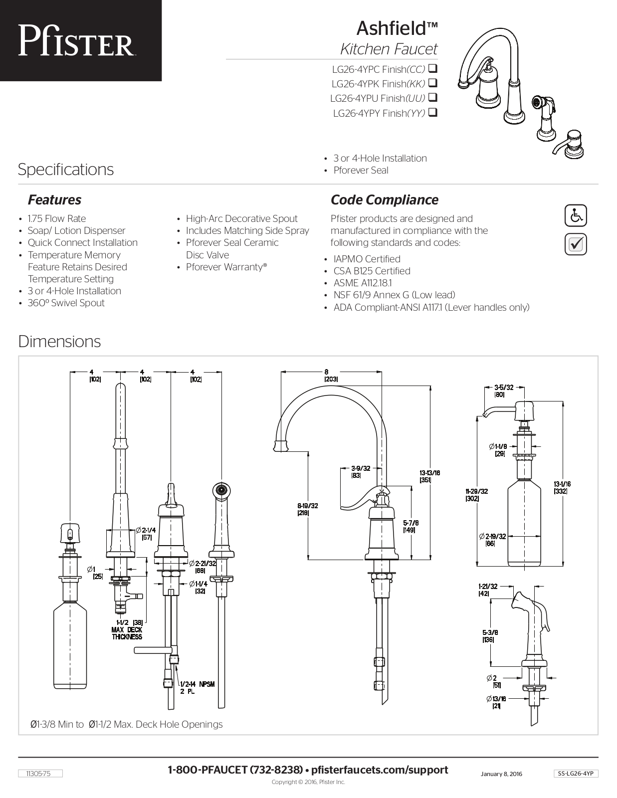 Pfister PPR10248 Specification - ManualMachine.com