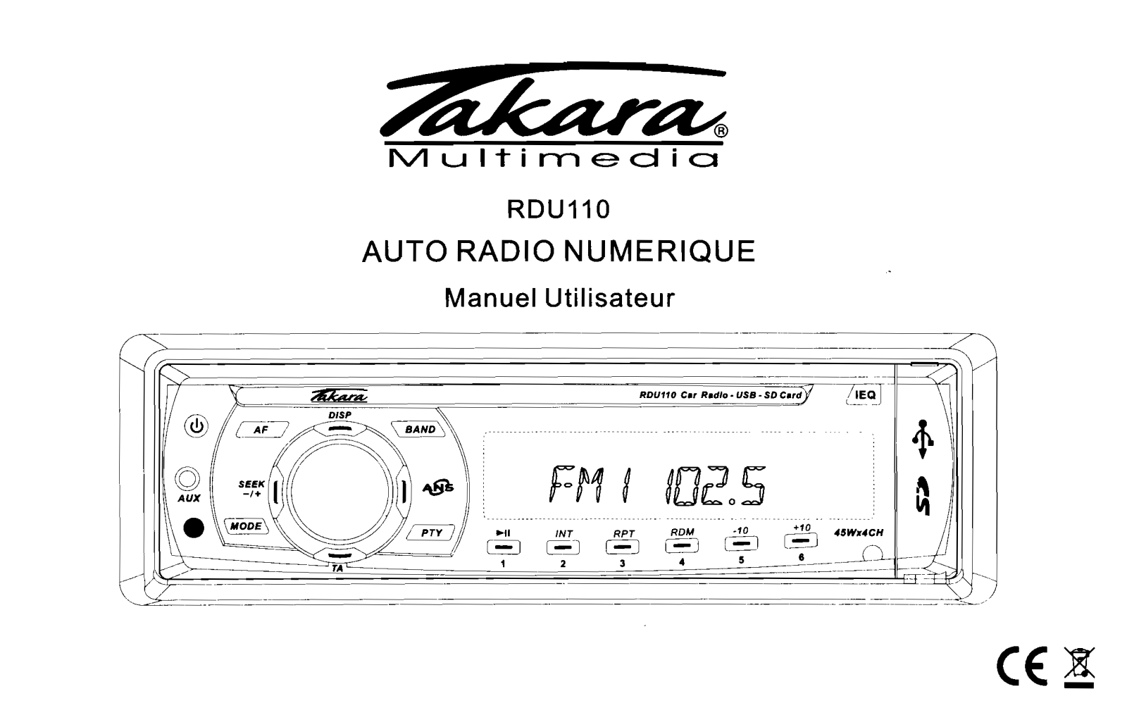 TAKARA RDU 110 User Manual