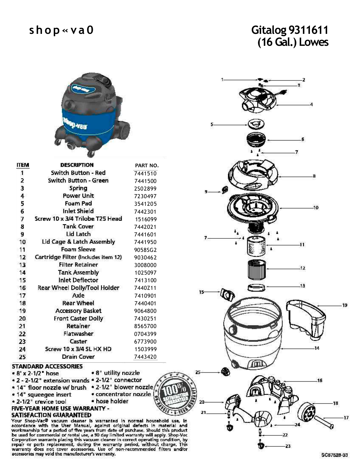 Shop Vac Lb650 Owner's Manual