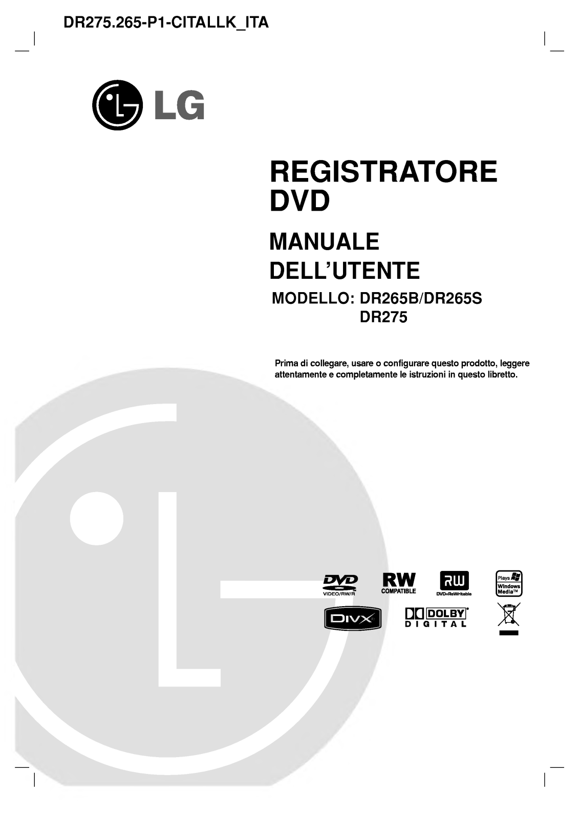 Lg DR265S, DR265B User Manual