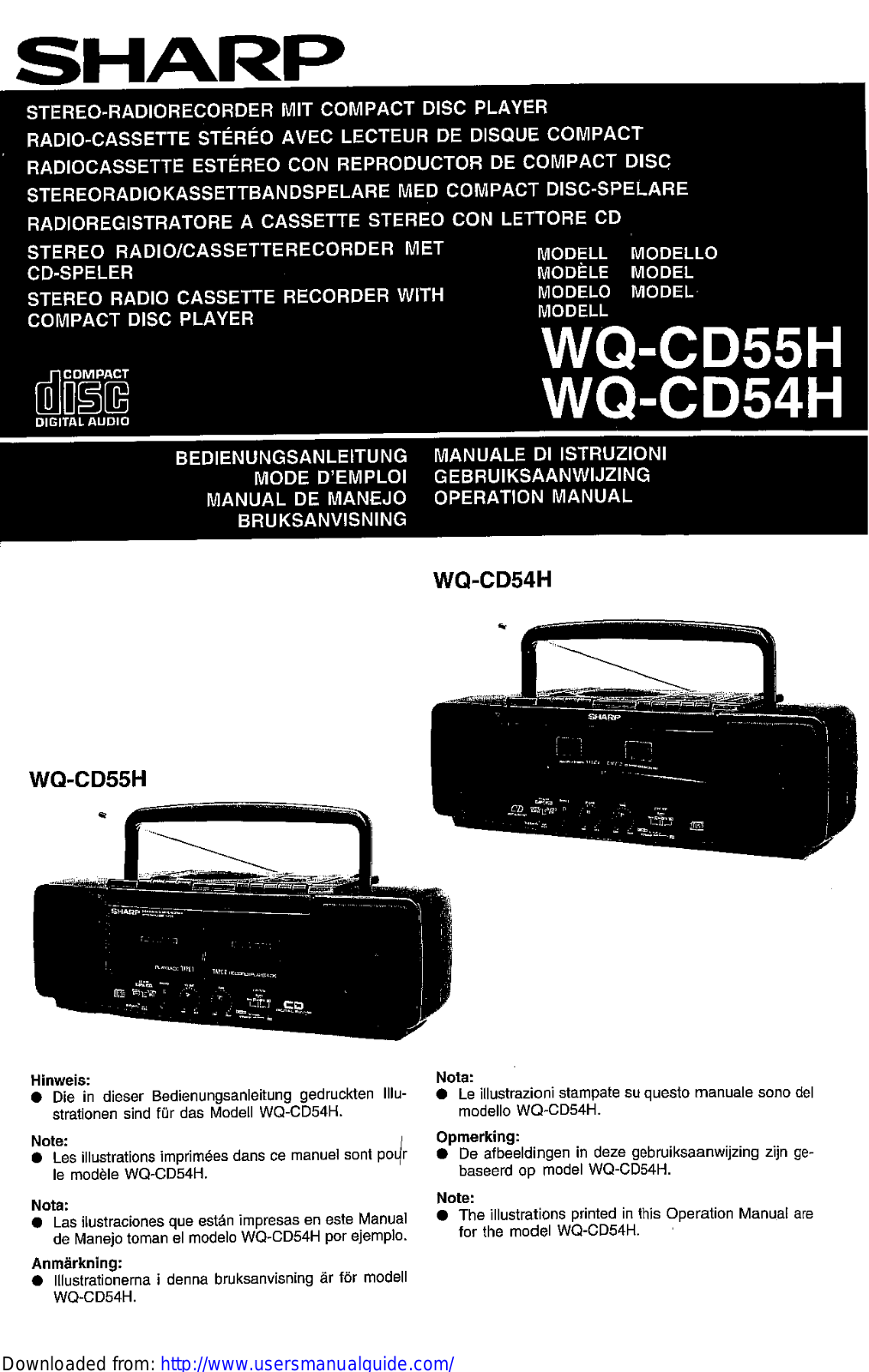 SHARP WQ-CD54H/55H User Manual