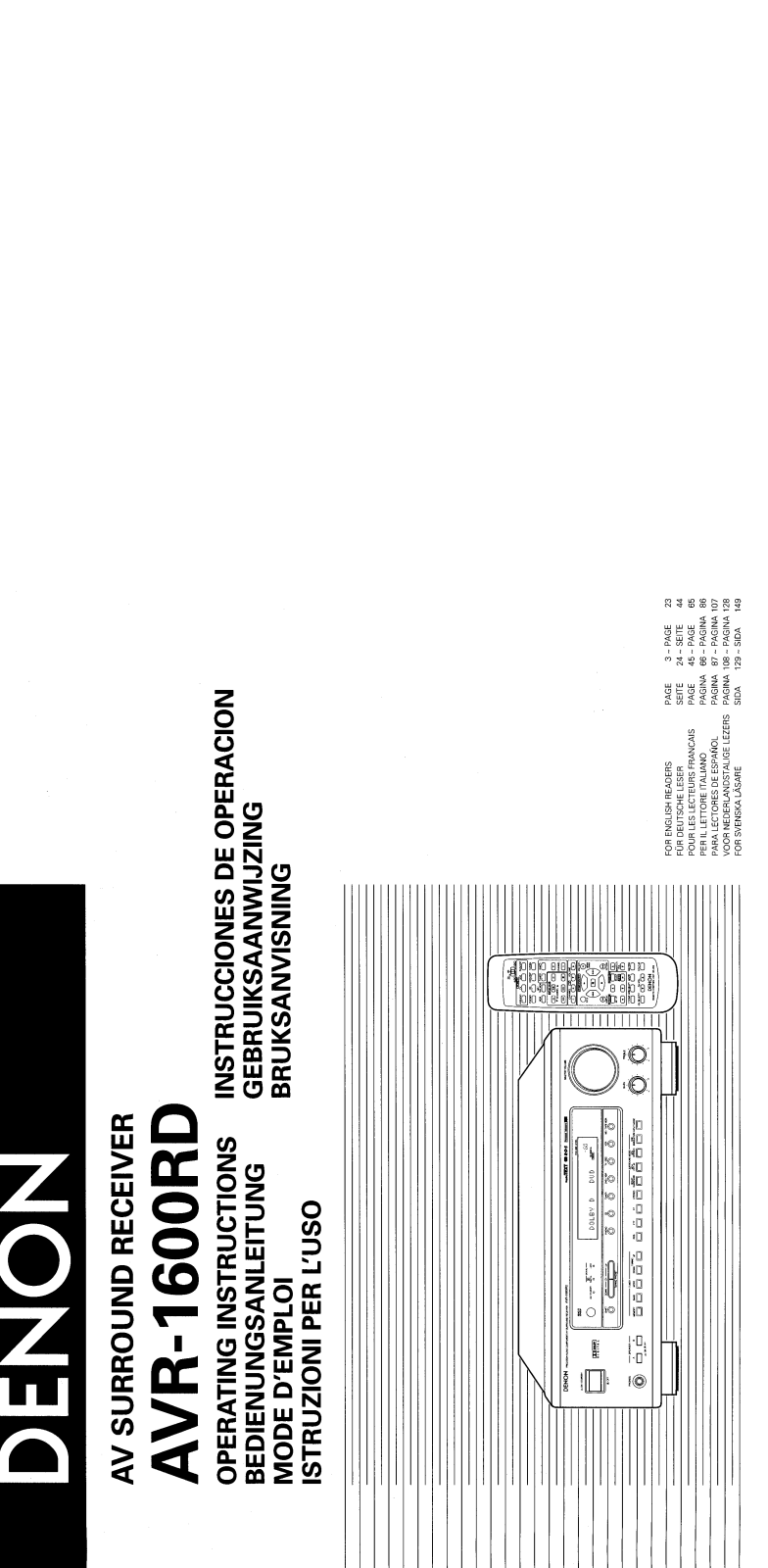 Denon AVR-1600 Manual