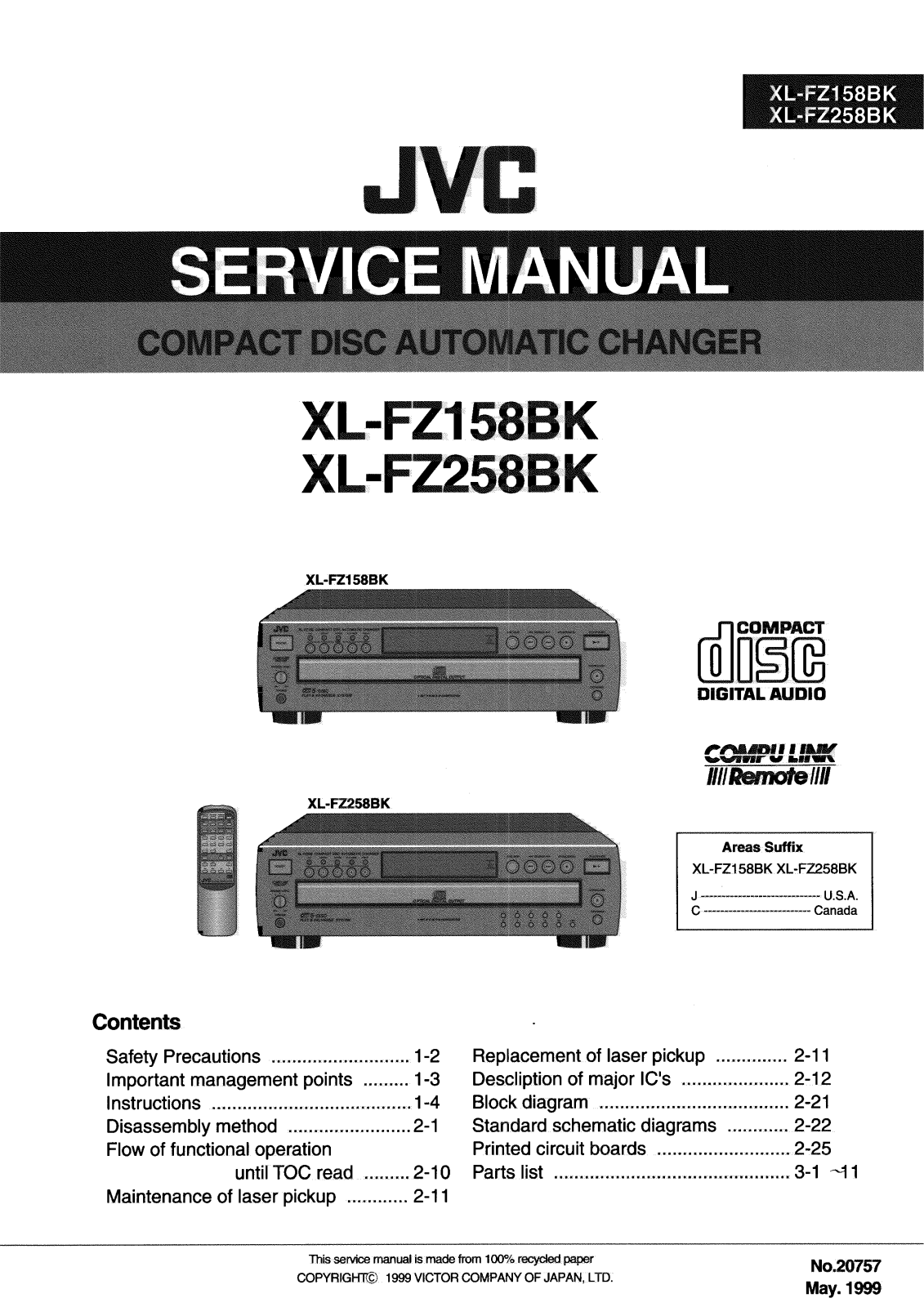 JVC XL-FZ158BK, XL-FZ258BK Service Manual