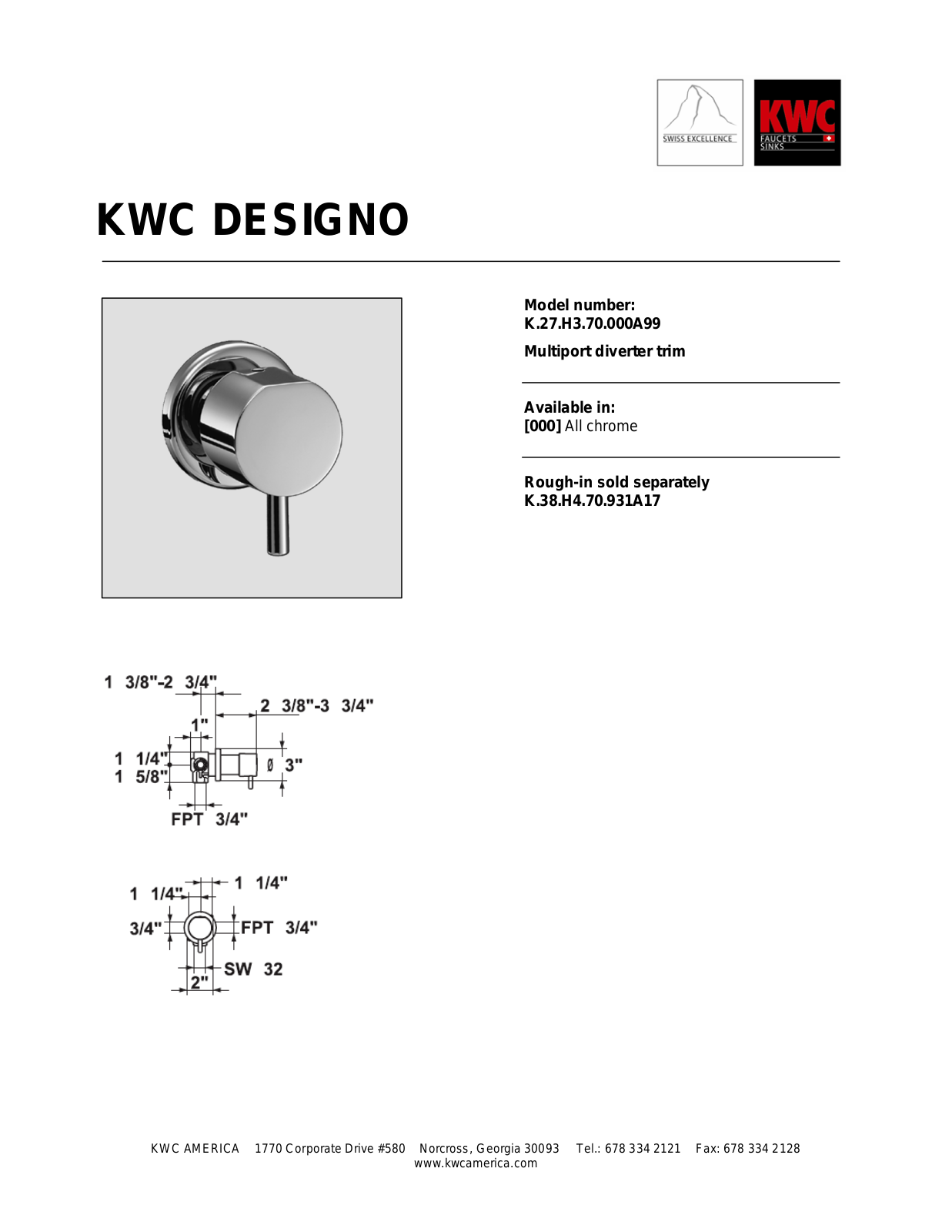 KWC K.27.H3.70.000A99 User Manual