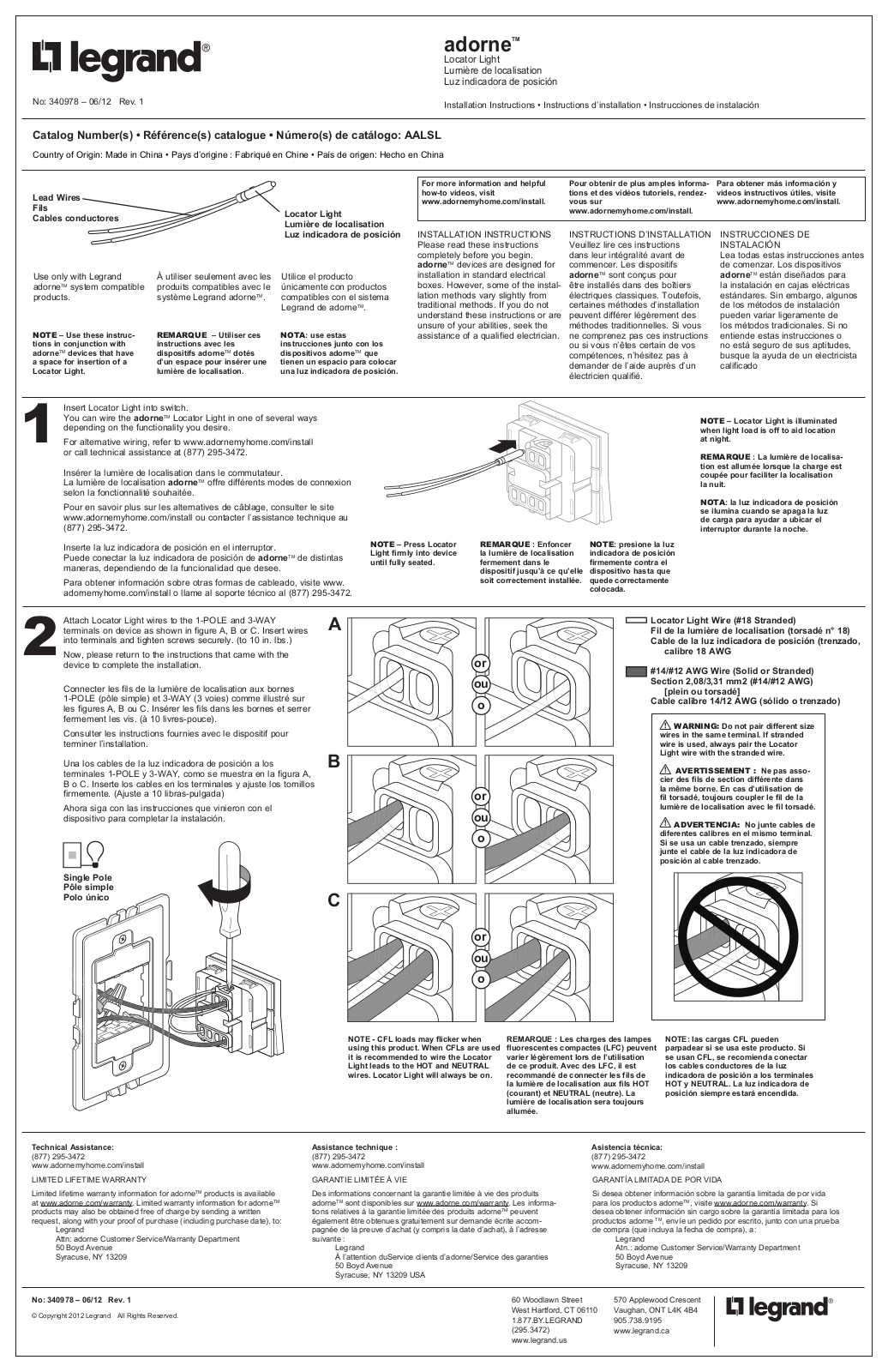 Legrand AALSL User Manual