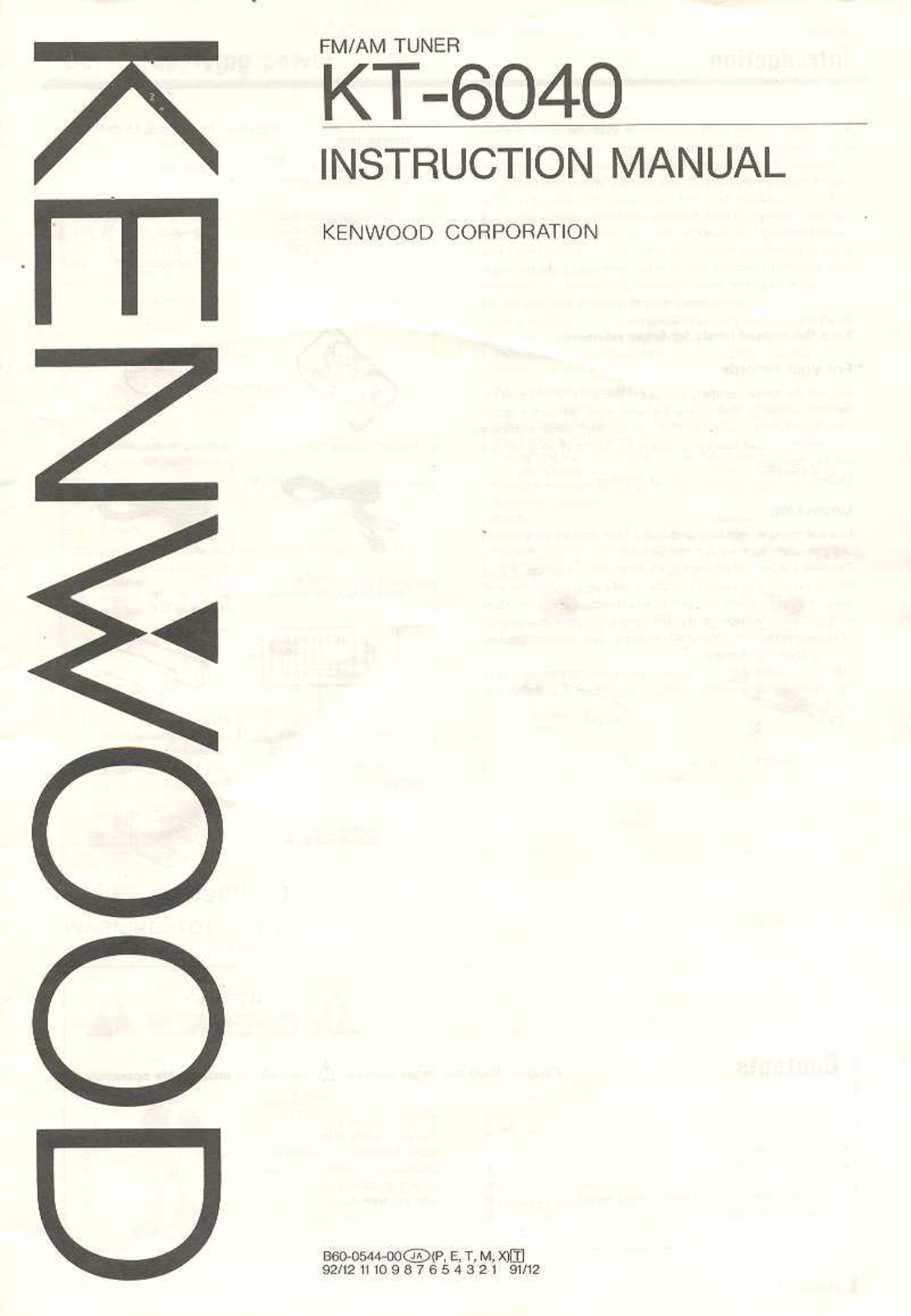 Kenwood KT-6040 Owners manual