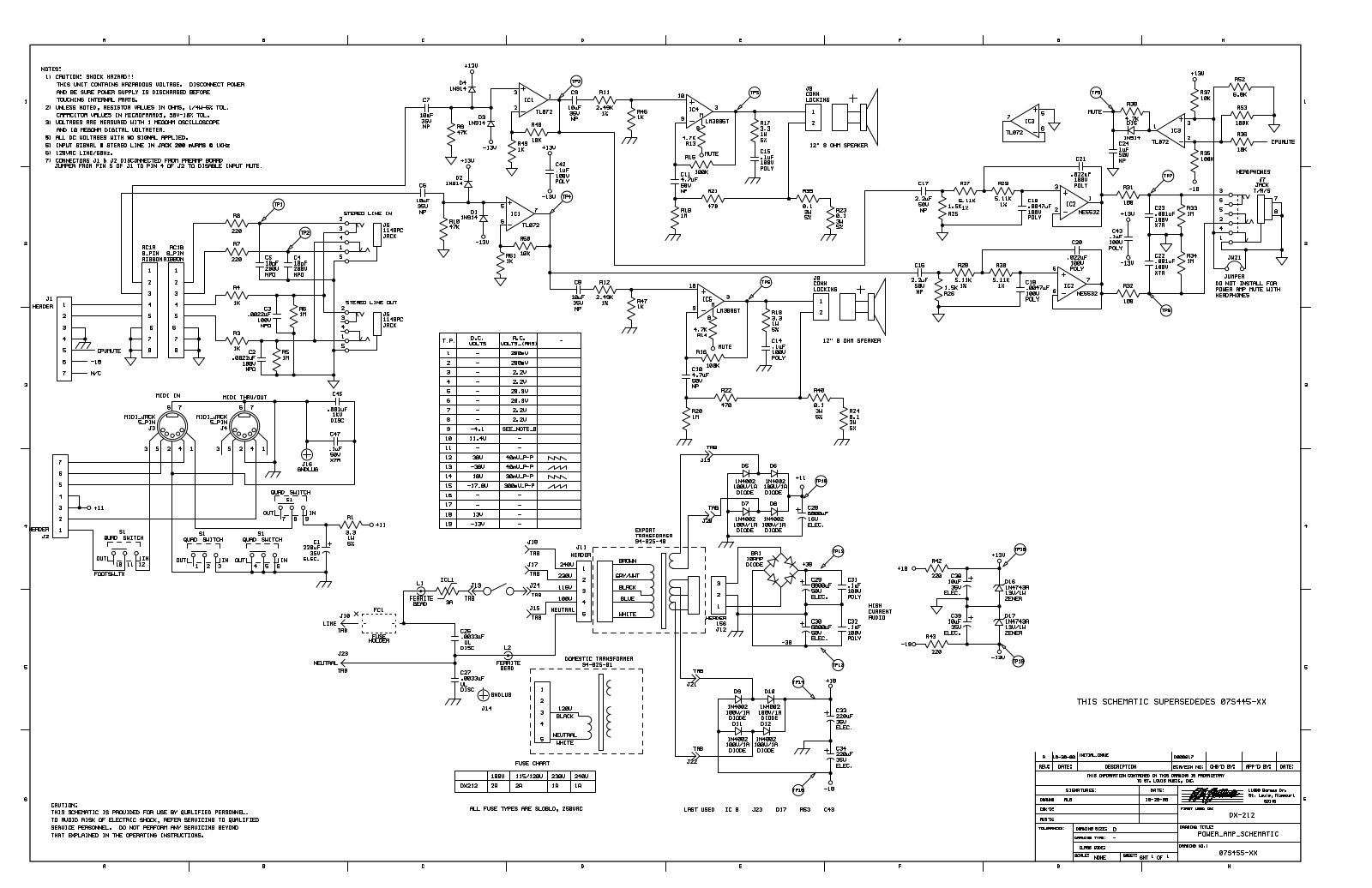 Crate DX-212 Power Amp Schematic