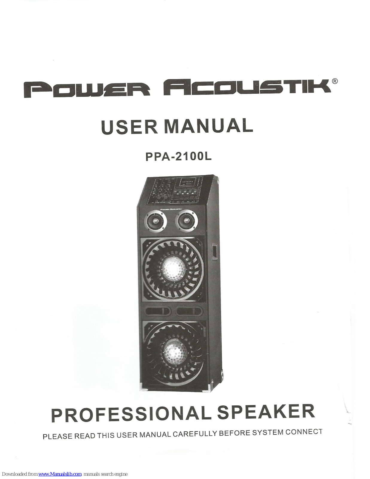 Power Acoustik PPA-2100L User Manual