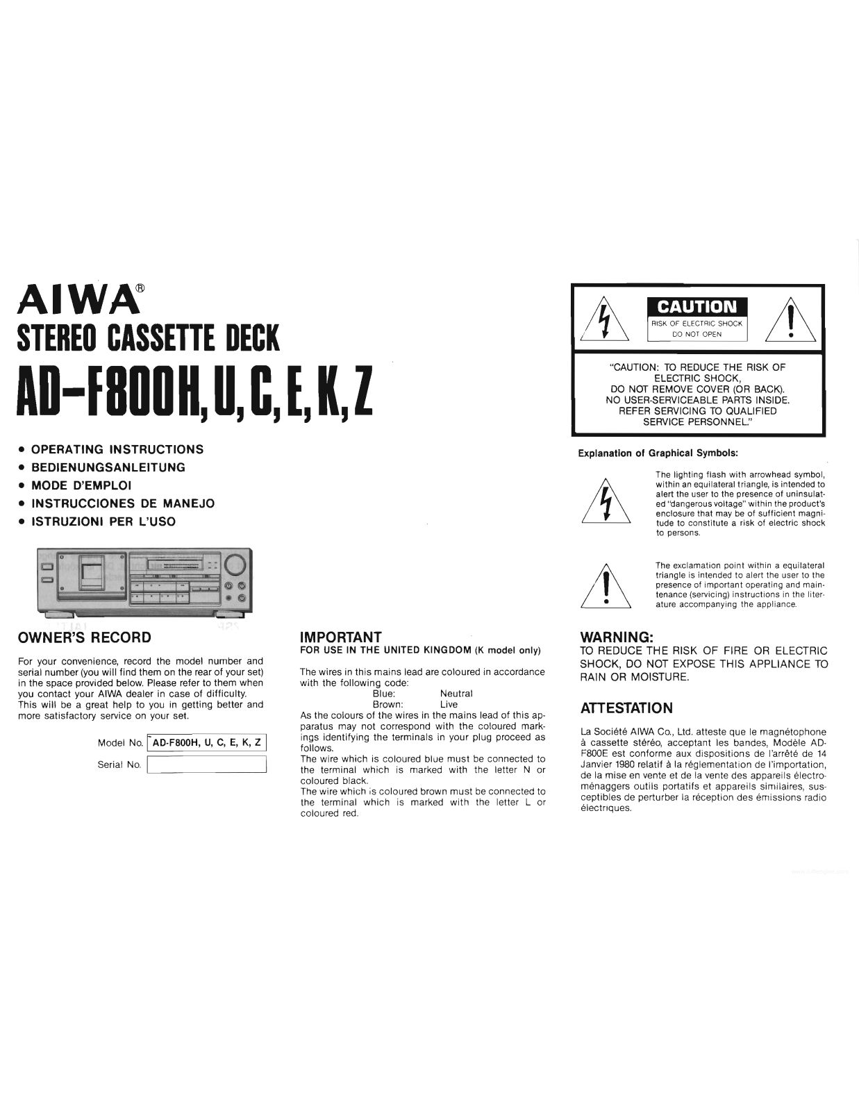 Aiwa ad-f800 User Manual