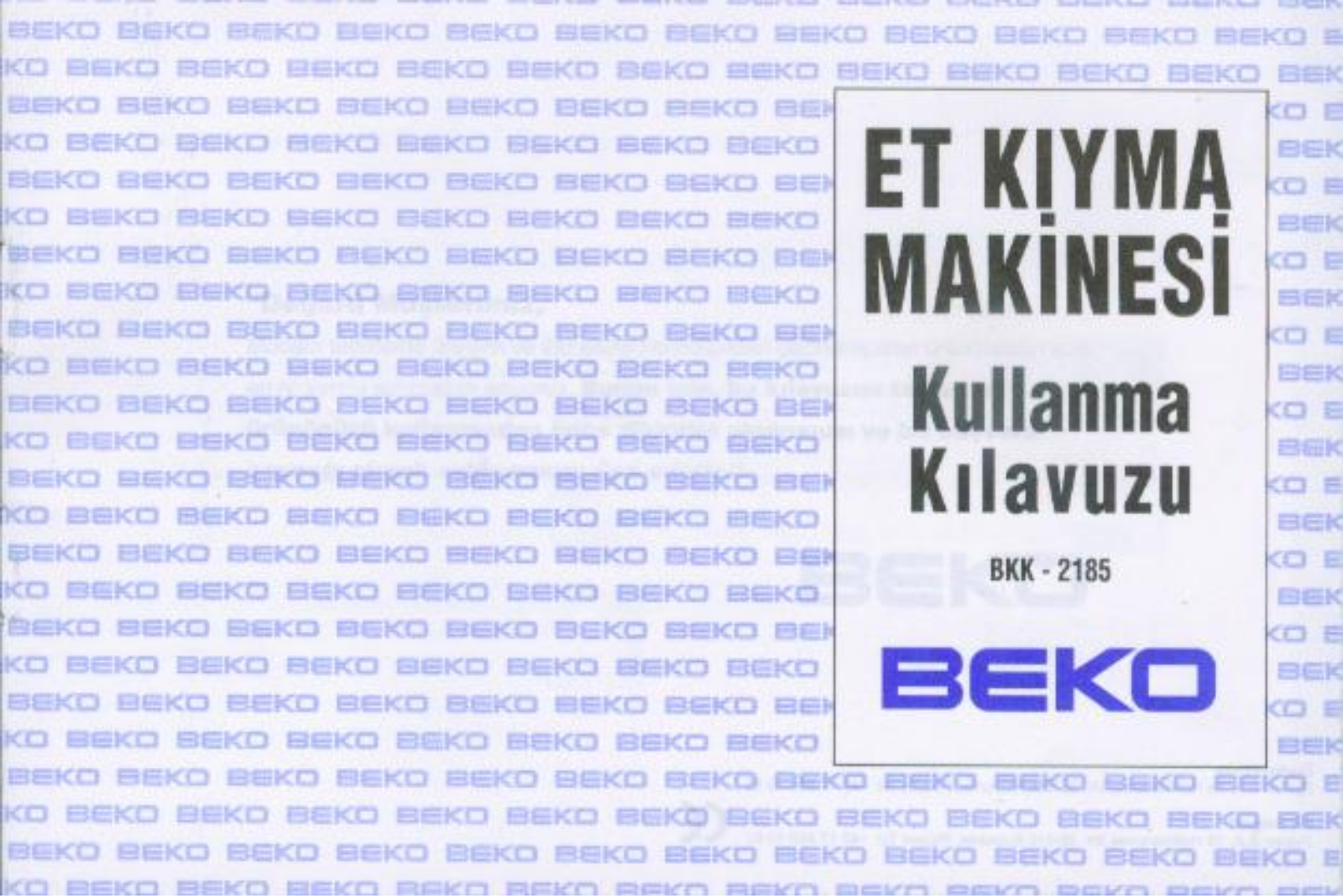 Beko BKK 2185 User Manual