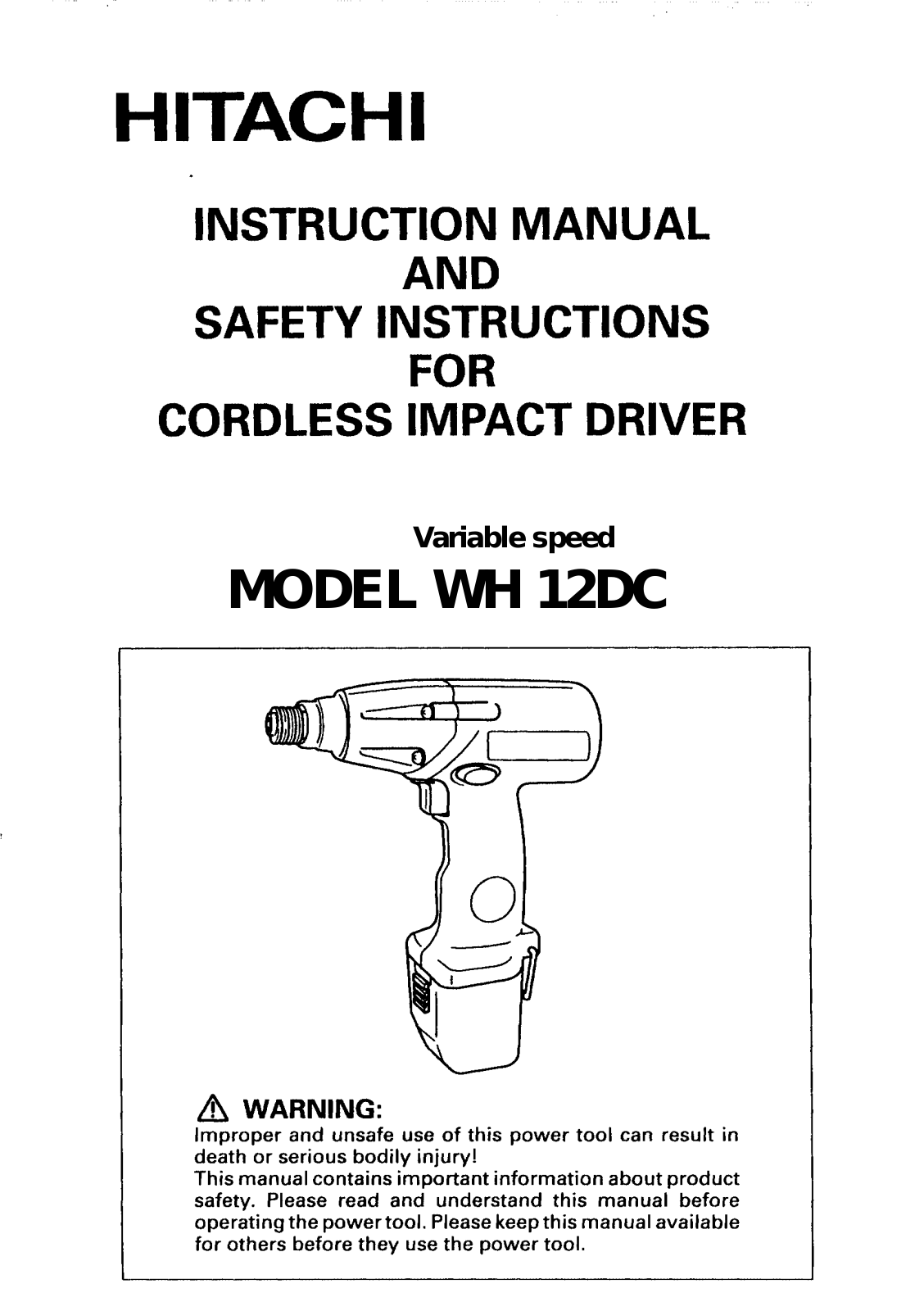 Hitachi WH12DC User Manual