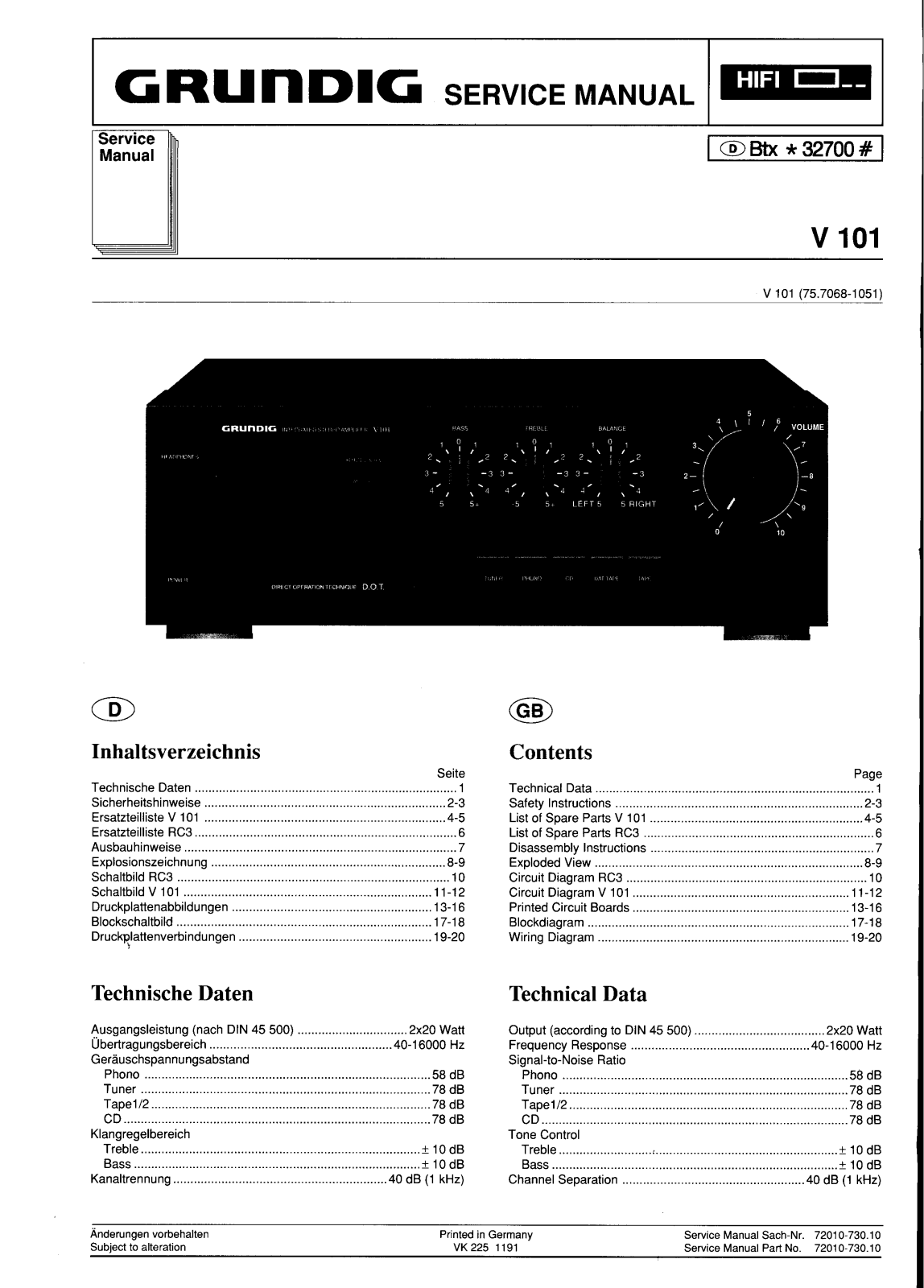 Grundig V-101 Service manual