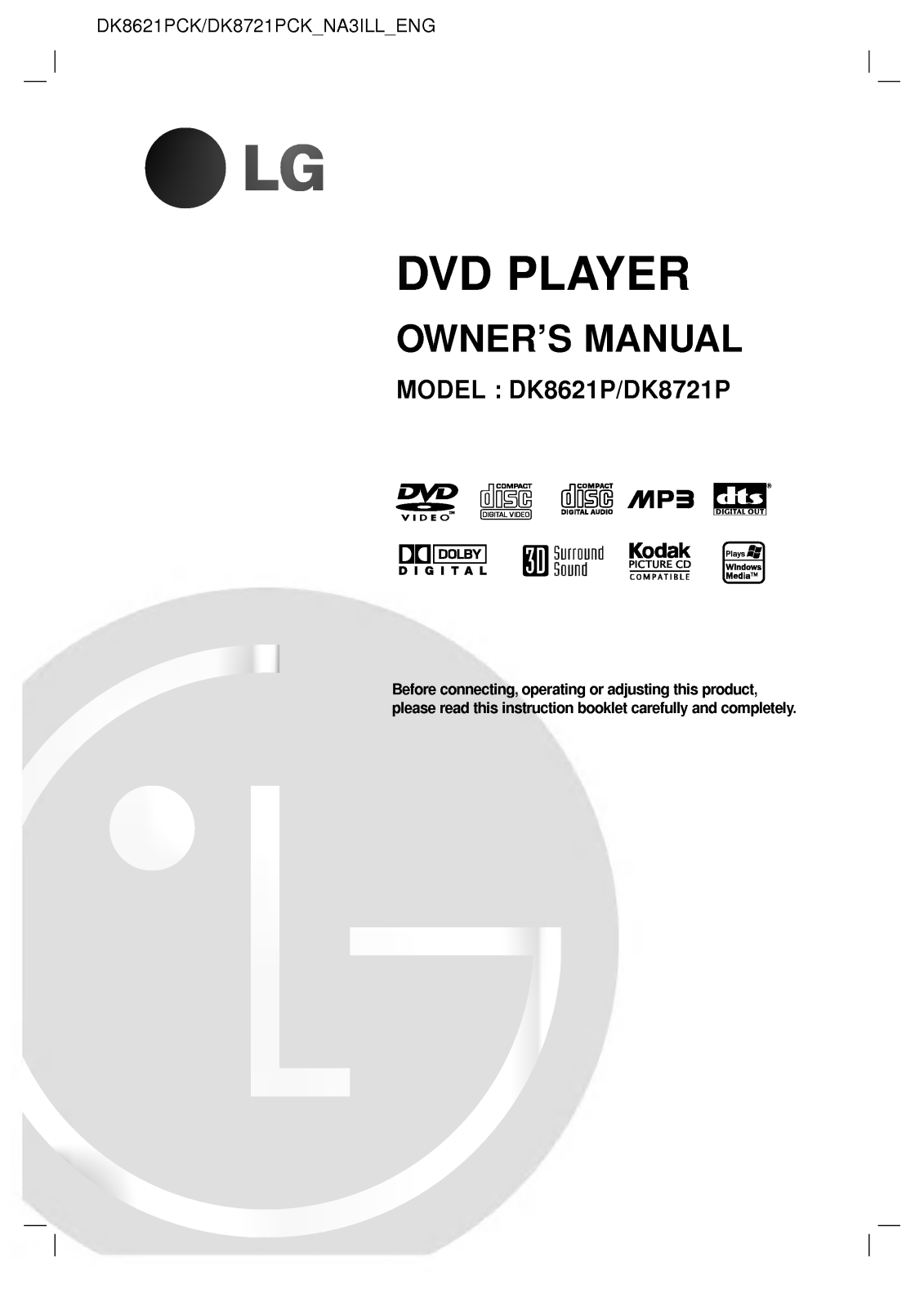 LG DK8721PCK Manual book