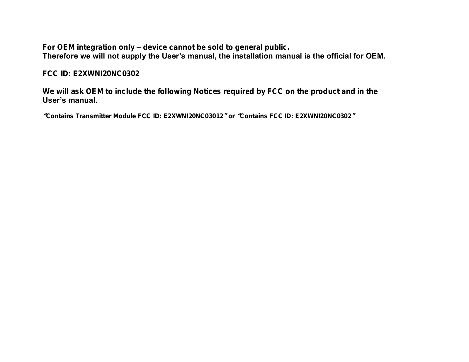 Samsung WNI20NC0302 User Manual