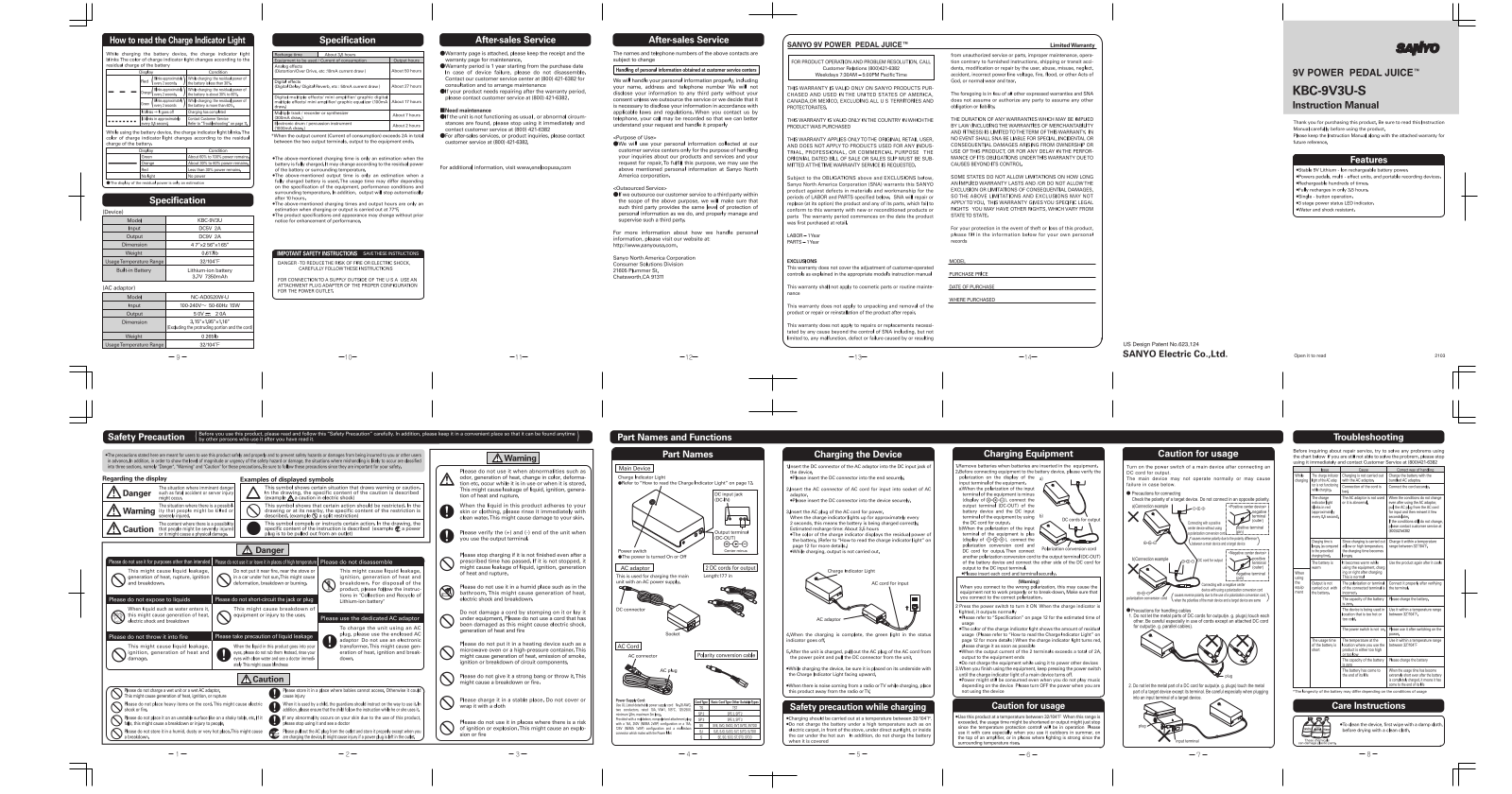 Sanyo KBC-9V3U Owner's Manual