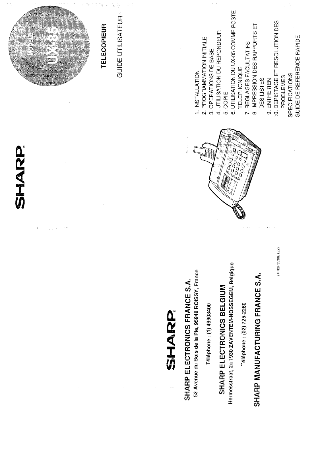 SHARP UX-85 User Manual