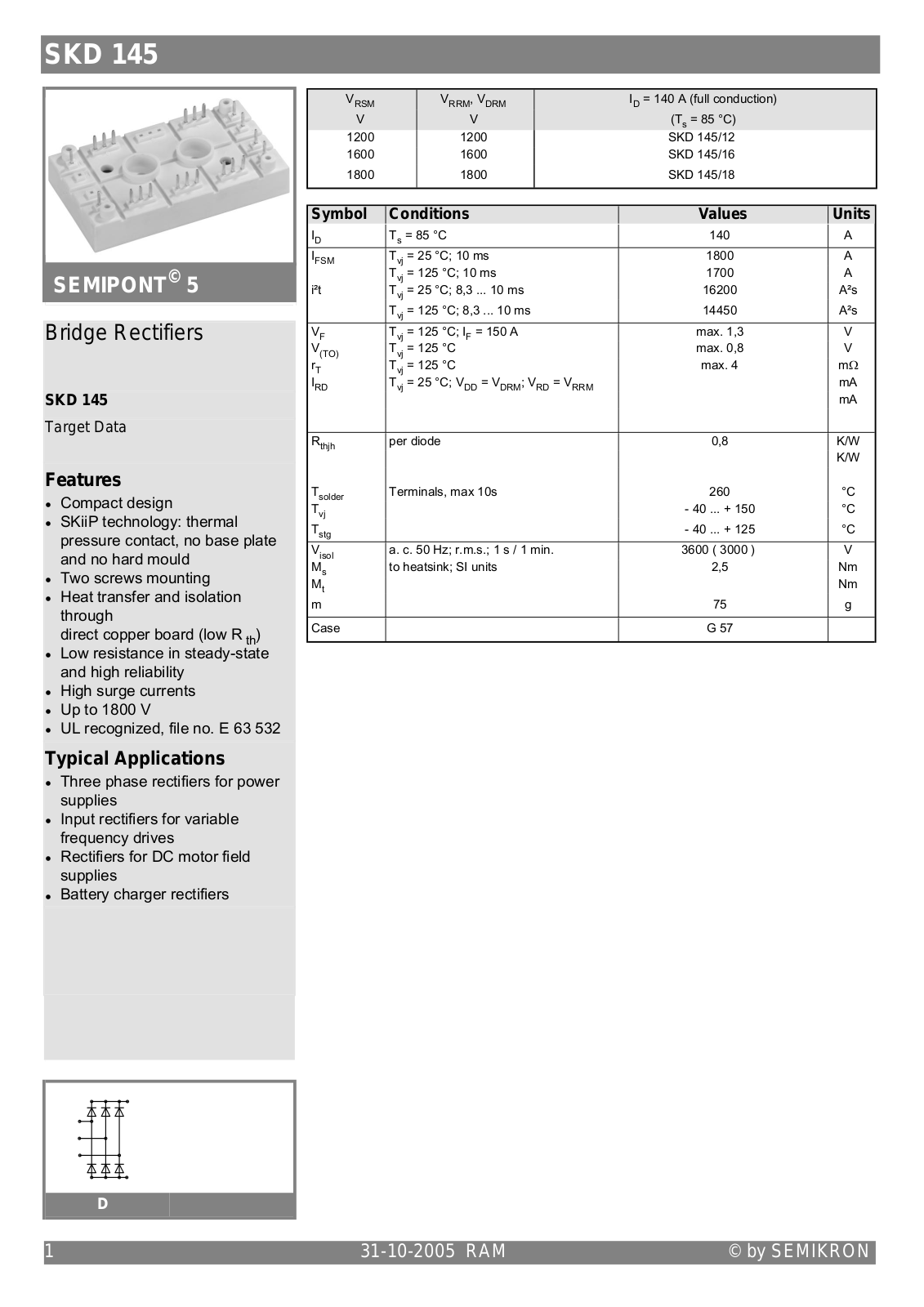 Semikron SKD145 Data Sheet