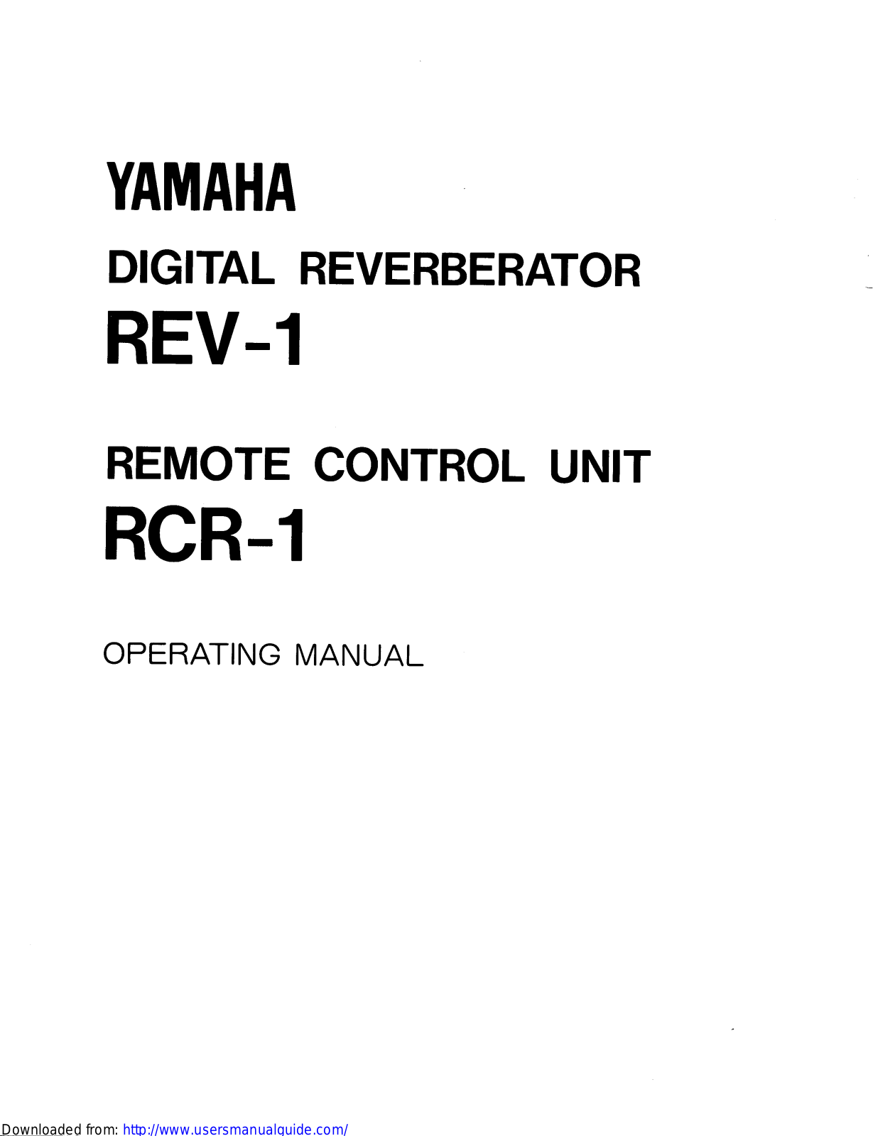 Yamaha Audio REV-1, RCR-1 User Manual