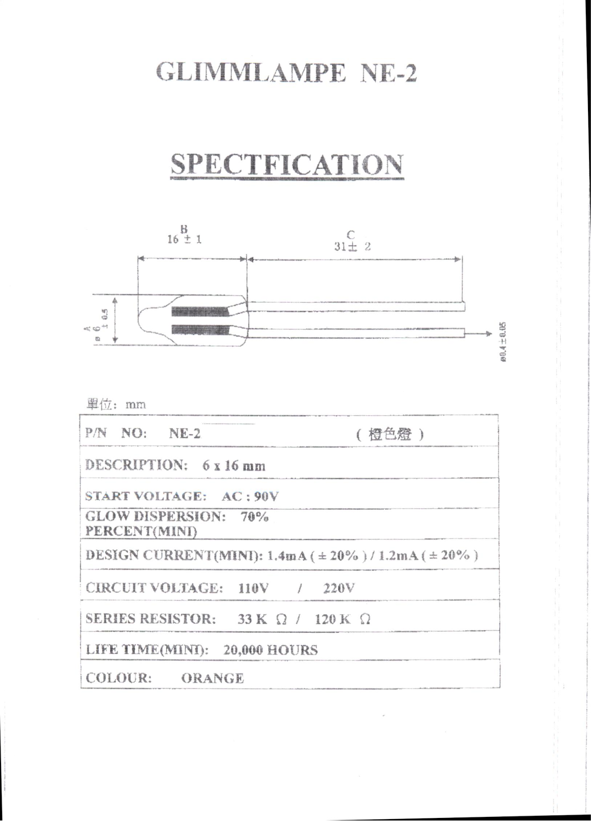 Datasheet GLIMMLAMPE Datasheet (FREI) - ManualMachine.com