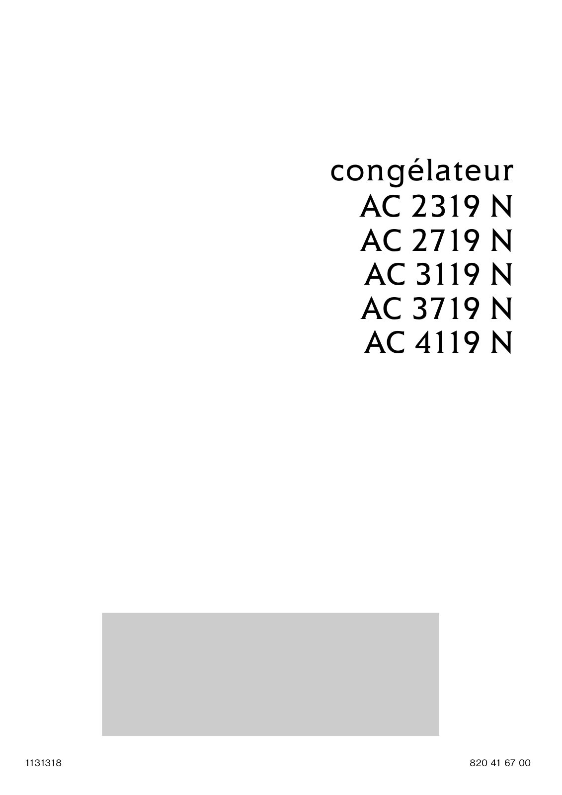 Arthur martin AC2719N, AC4119N, AC3119N, AC3719N User Manual