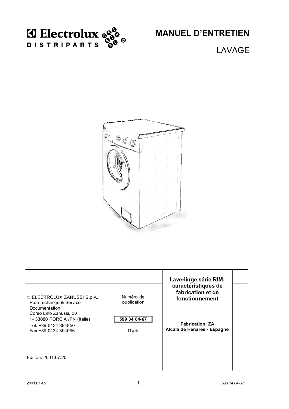 ELECTROLUX AWF12480W, AWF12480 User Manual