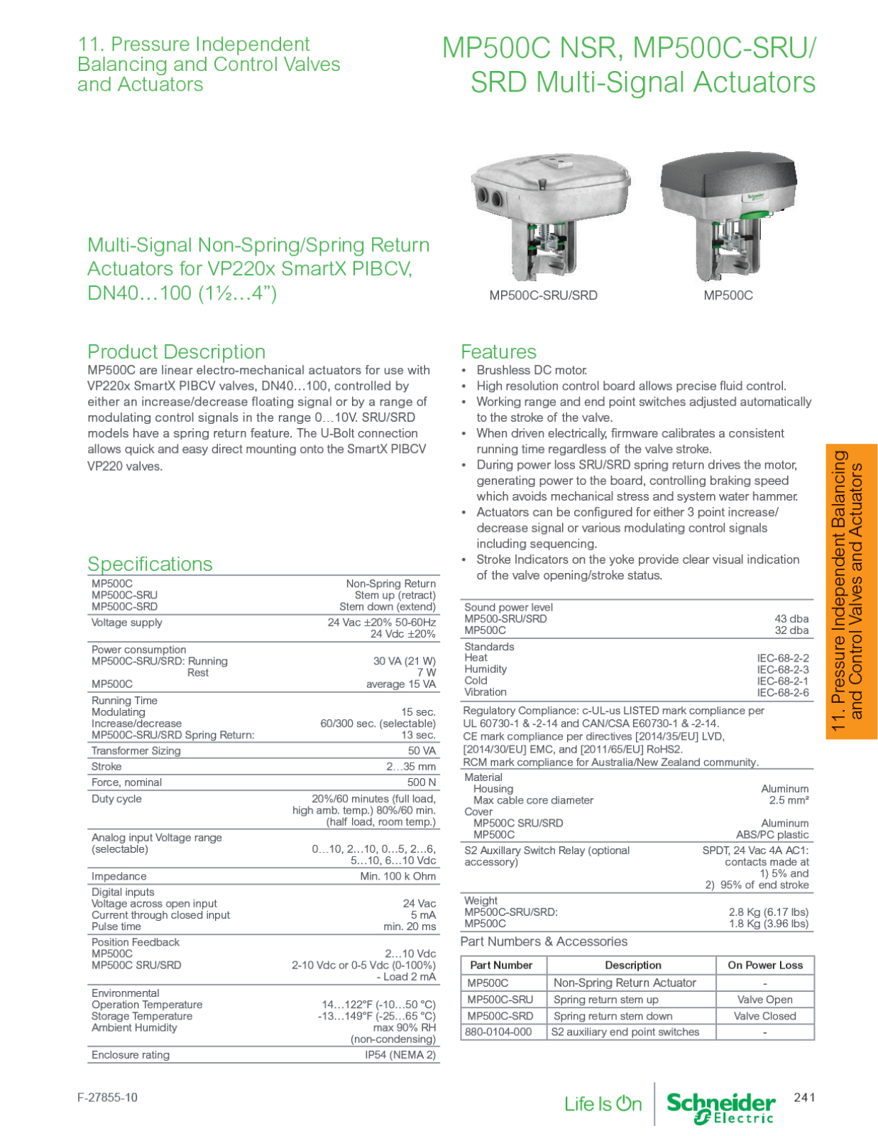 Schneider Electric MP500C Catalog Page