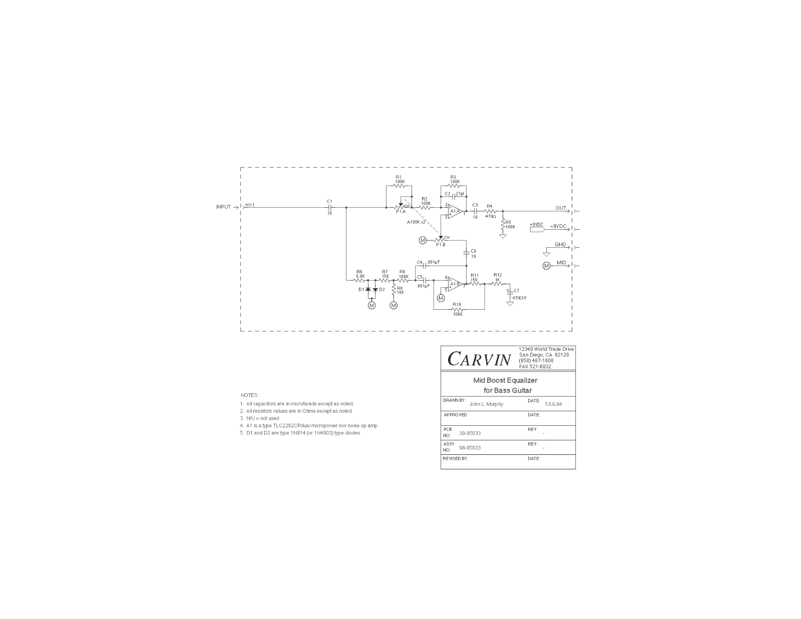 Carvin Mid boost equalizer Schematic