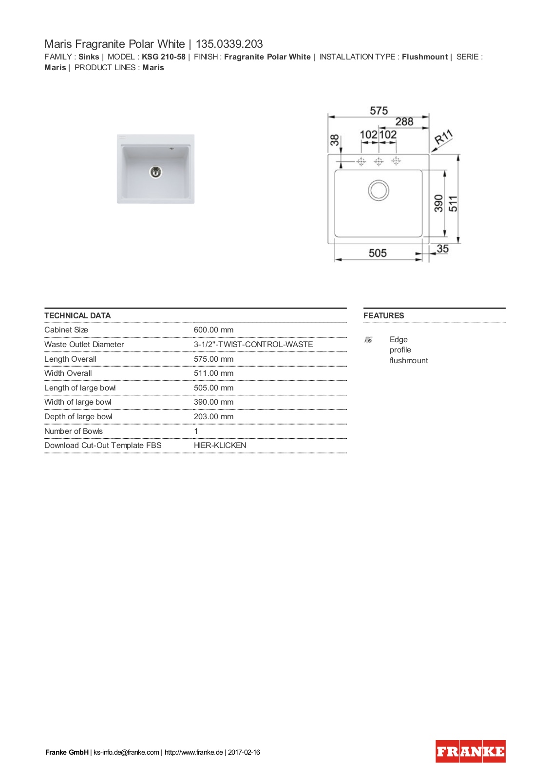 Franke 135.0339.203 Service Manual