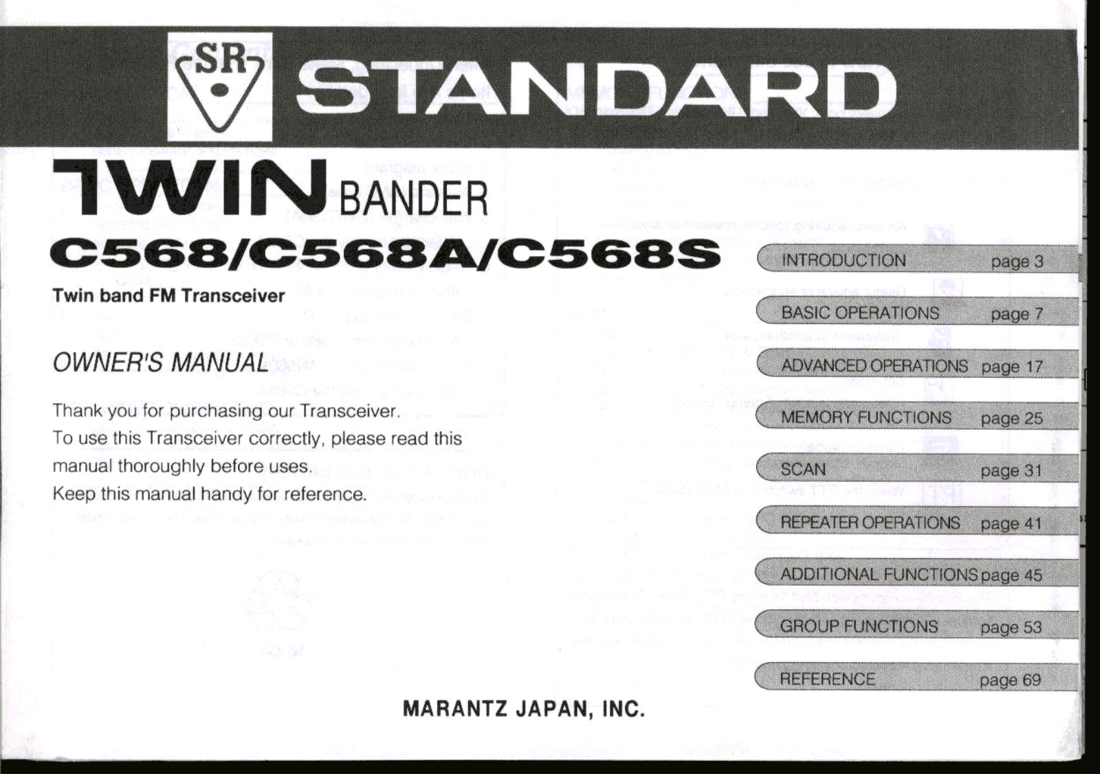 Standard c568c, 568a, c568s User Manual