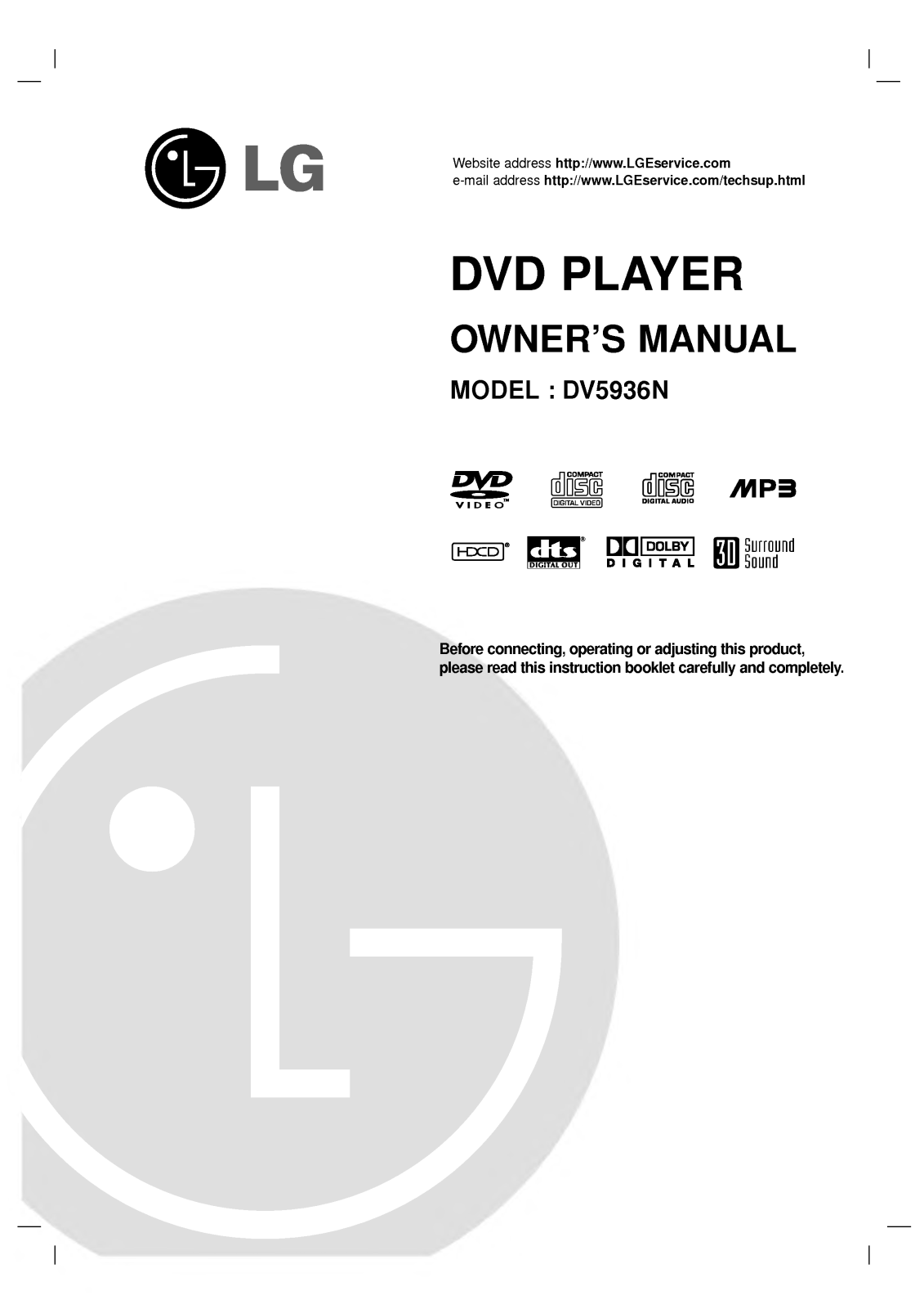 LG DV5936N User Manual