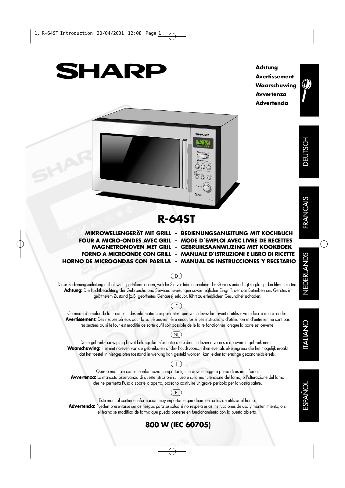 Sharp R-64STN, R-64ST Manual