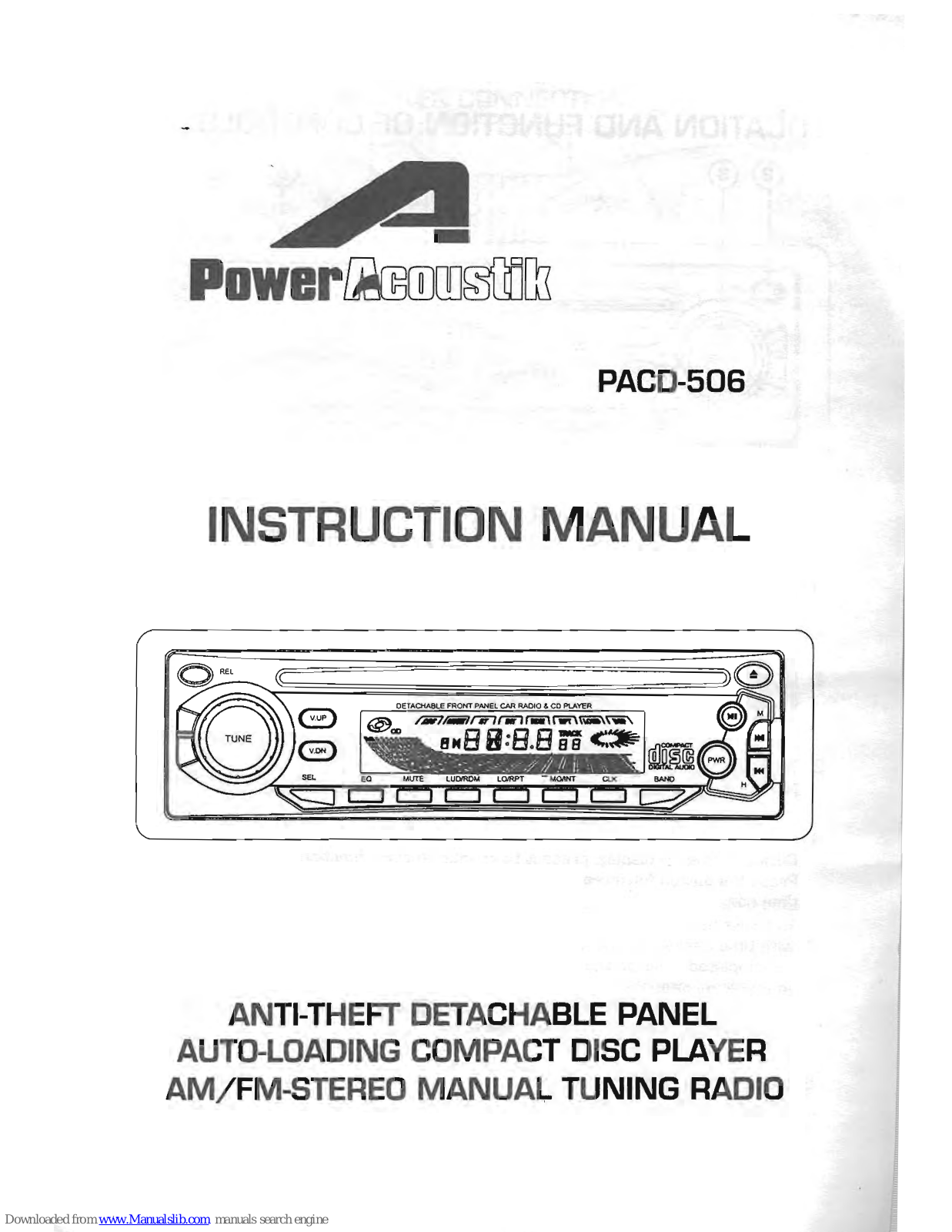 Power Acoustik PACD-506 Instruction Manual