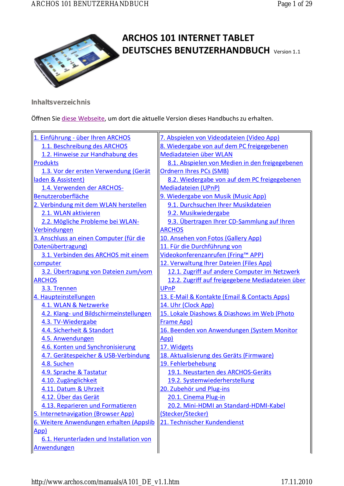 Archos 101 User guide