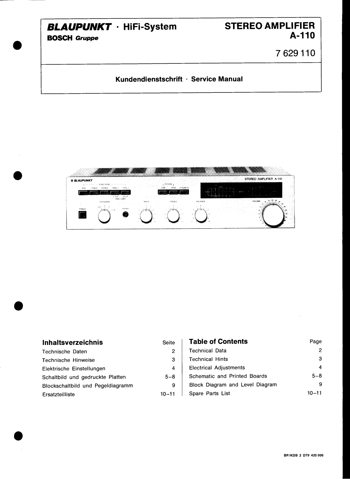 Blaupunkt A-110 Service manual