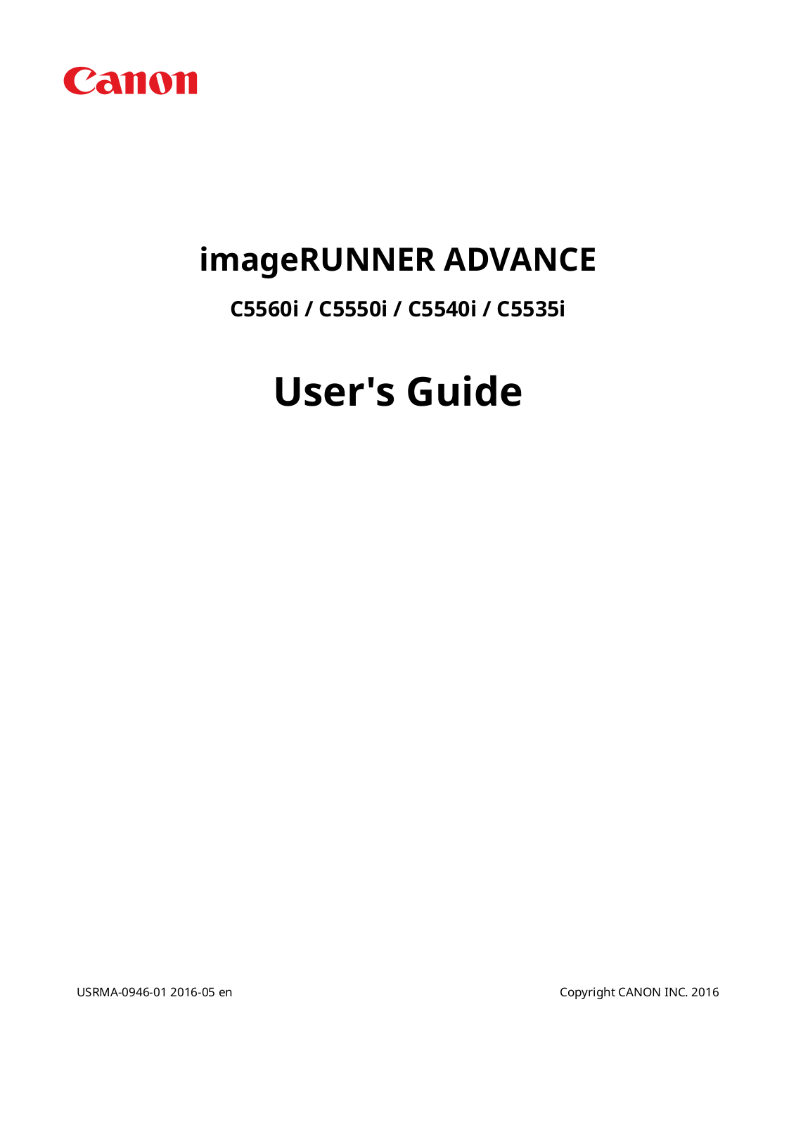 Canon imagerunner advance C5550i, imagerunner advance C5560i, imagerunner advance C5535i, imagerunner advance C5540i User Manual