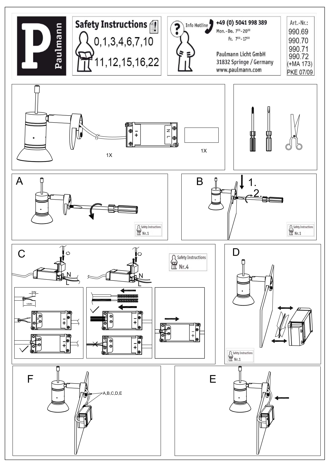 Paulmann 99069, 99070, 99071, 99072 Safety instructions - ManualMachine.com